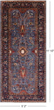 Blue Persian Fine Serapi Hand Knotted Wool Rug - 5' 2" X 11' 10" - Golden Nile