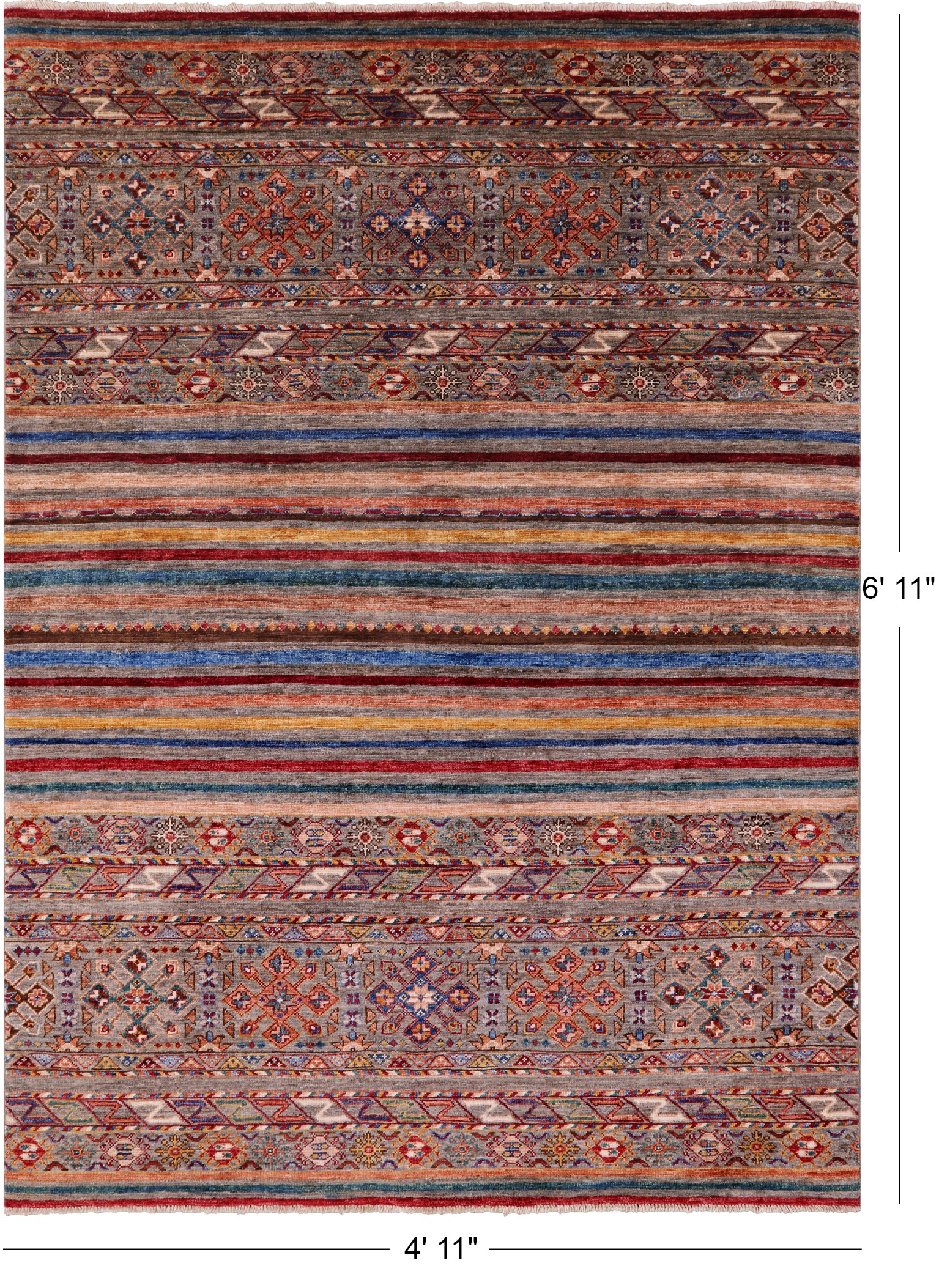 Khorjin Persian Gabbeh Handmade Wool Rug - 4' 11" X 6' 11" - Golden Nile
