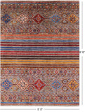 Khorjin Persian Gabbeh Handmade Wool Rug - 5' 0" X 6' 6" - Golden Nile