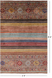 Khorjin Persian Gabbeh Hand Knotted Wool Rug - 5' 9" X 8' 6" - Golden Nile