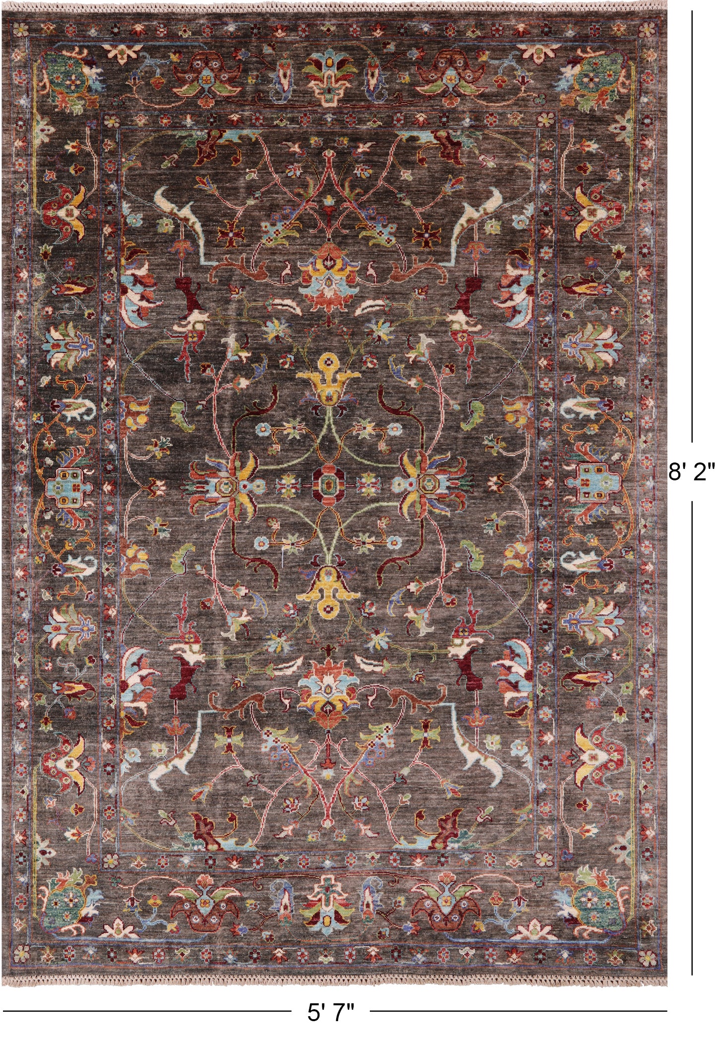 Peshawar Hand Knotted Wool Rug - 5' 7" X 8' 2" - Golden Nile