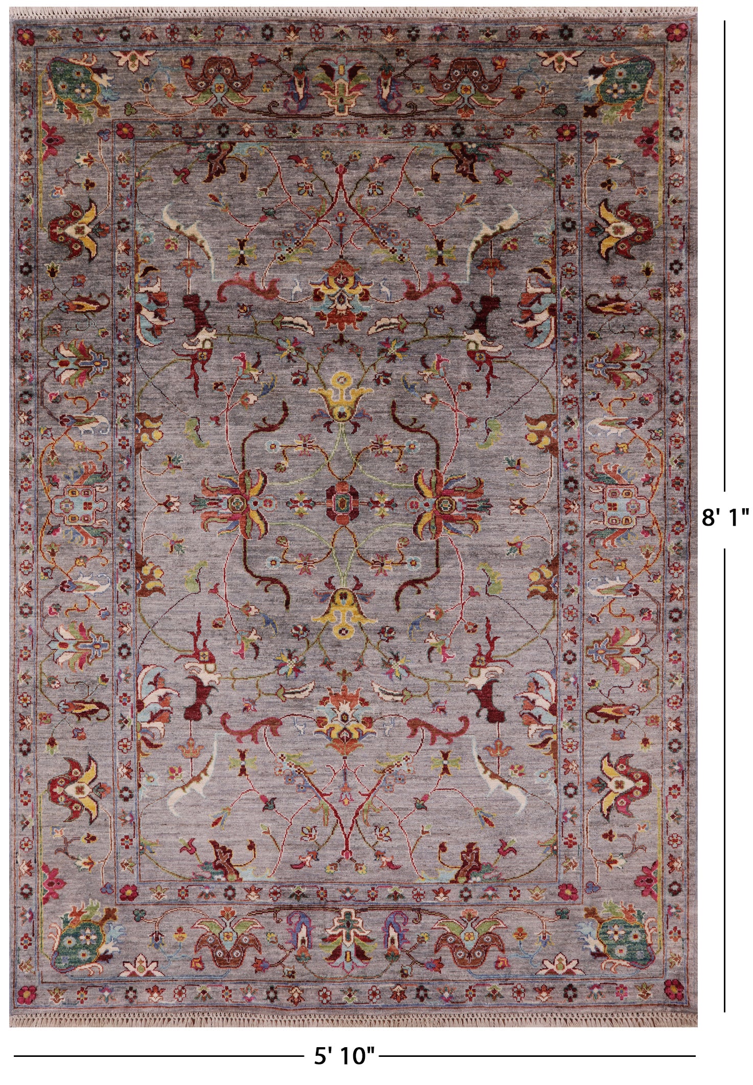 Peshawar Handmade Wool Rug - 5' 10" X 8' 1" - Golden Nile