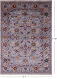 Grey Peshawar Hand Knotted Wool Rug - 5' 7" X 7' 10" - Golden Nile