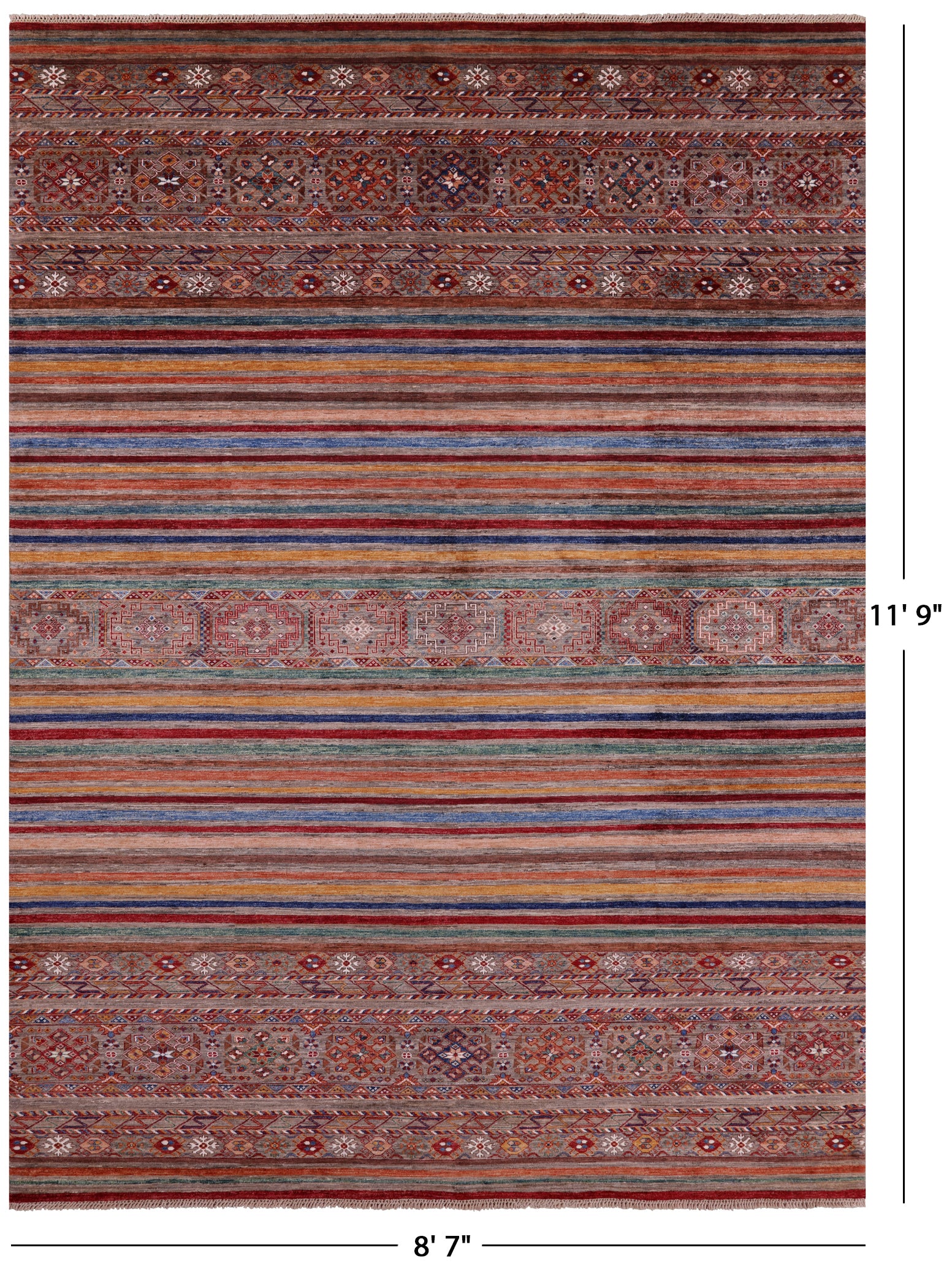 Khorjin Persian Gabbeh Hand Knotted Wool Rug - 8' 7" X 11' 9" - Golden Nile