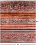 Khorjin Persian Gabbeh Hand Knotted Wool Rug - 8' 2" X 9' 8" - Golden Nile