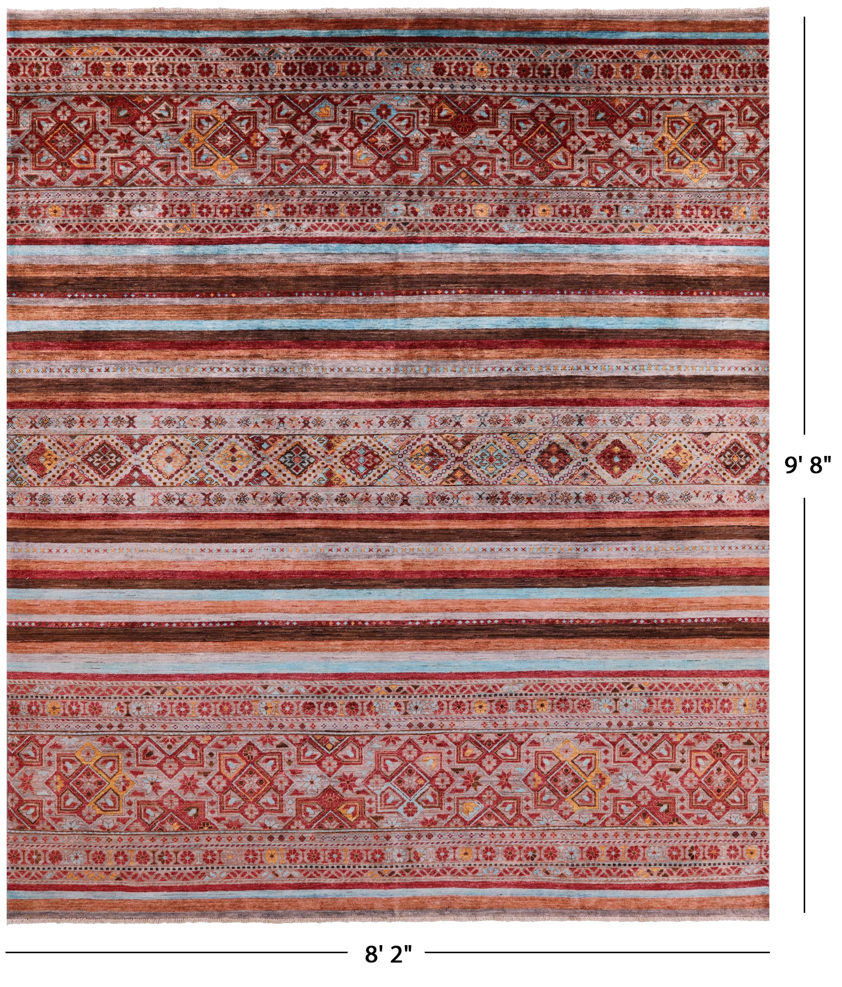 Khorjin Persian Gabbeh Hand Knotted Wool Rug - 8' 2" X 9' 8" - Golden Nile