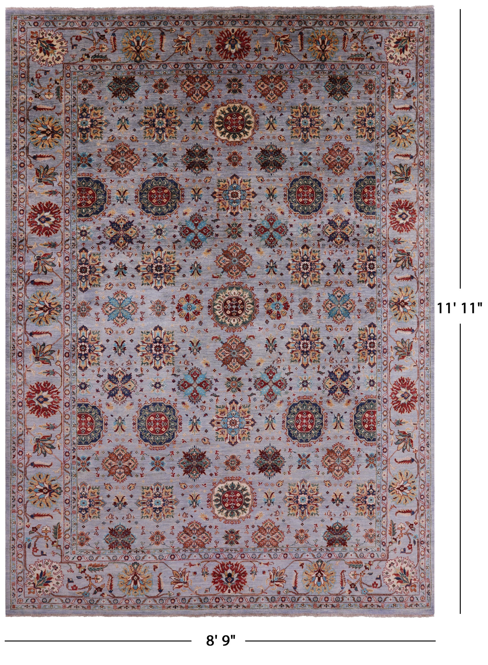 Peshawar Hand Knotted Wool Rug - 8' 9" X 11' 11" - Golden Nile