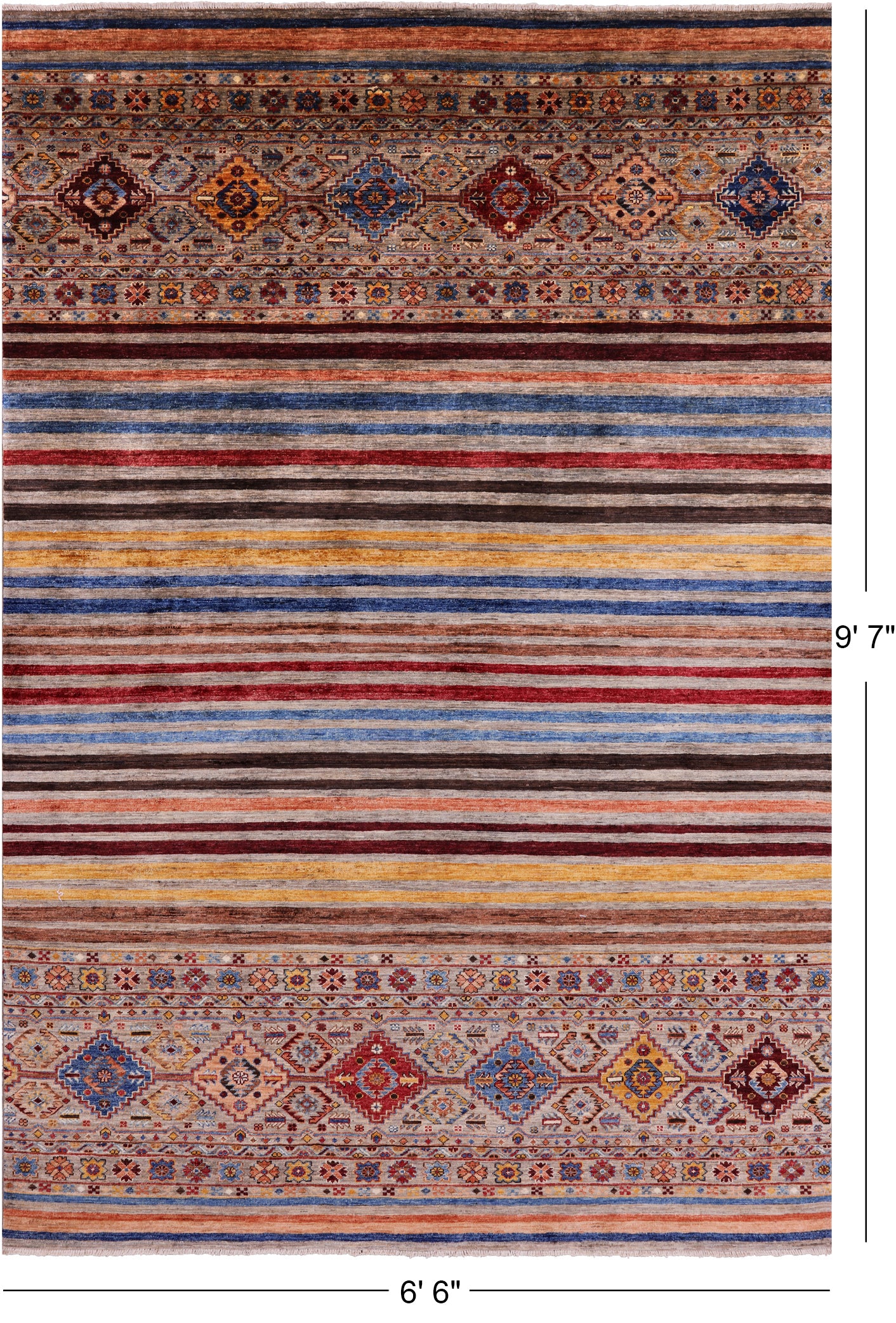 Khorjin Persian Gabbeh Handmade Wool Rug - 6' 6" X 9' 7" - Golden Nile