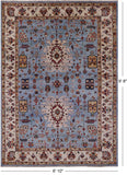 Blue Persian Fine Serapi Hand Knotted Wool Rug - 6' 10" X 9' 8" - Golden Nile