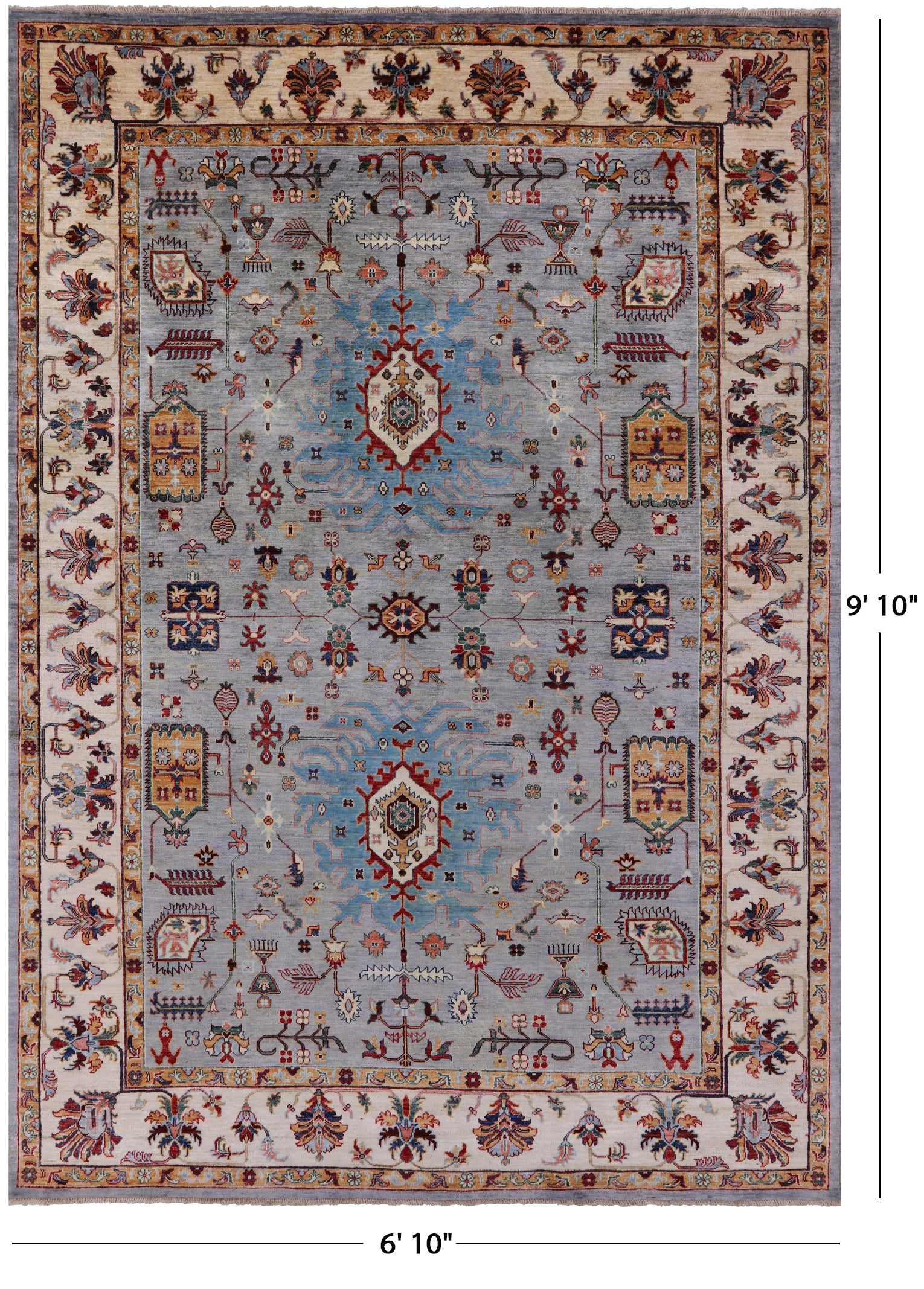 Persian Fine Serapi Hand Knotted Wool Rug - 6' 10" X 9' 10" - Golden Nile