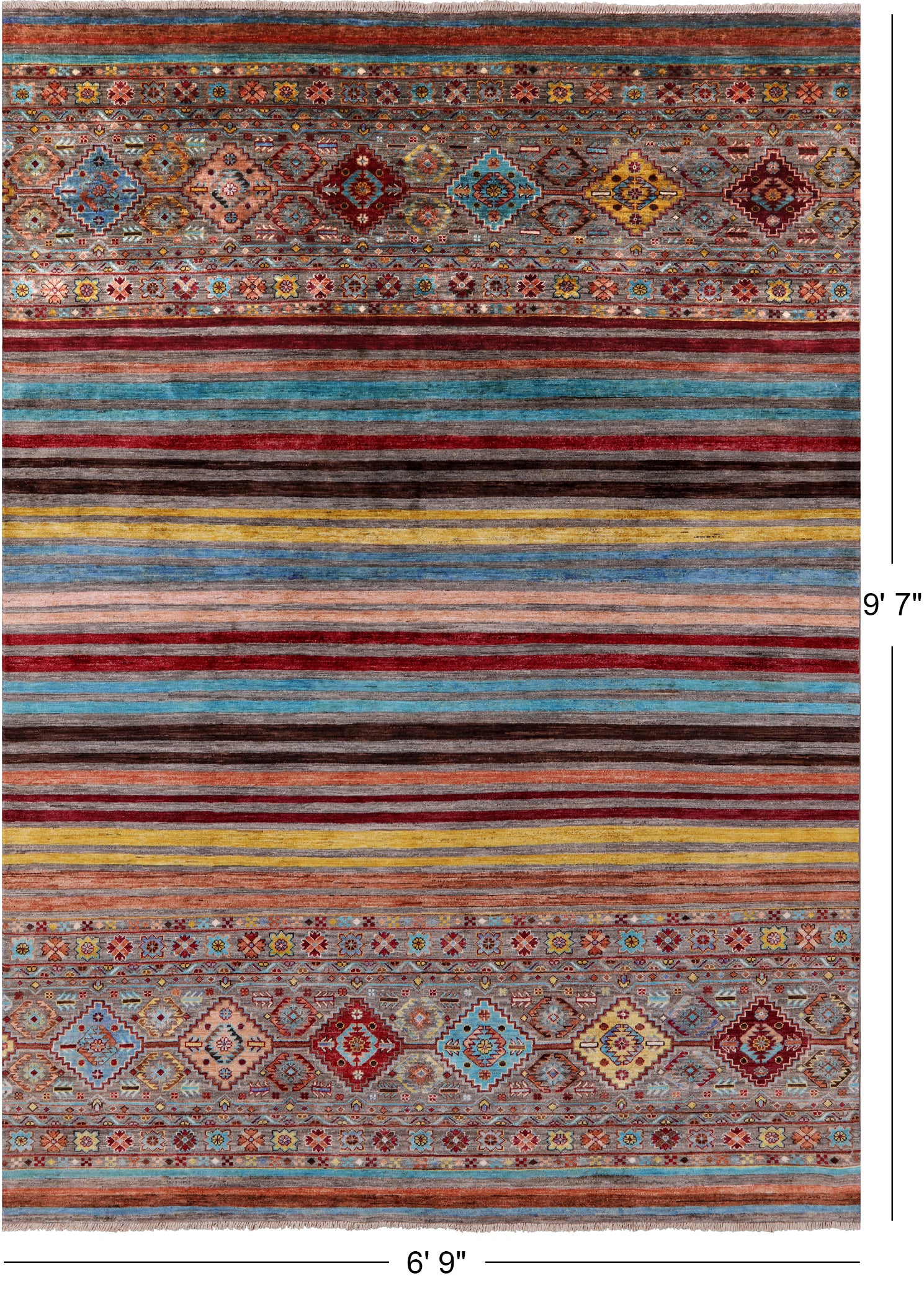 Khorjin Persian Gabbeh Hand Knotted Wool Rug - 6' 9" X 9' 7" - Golden Nile