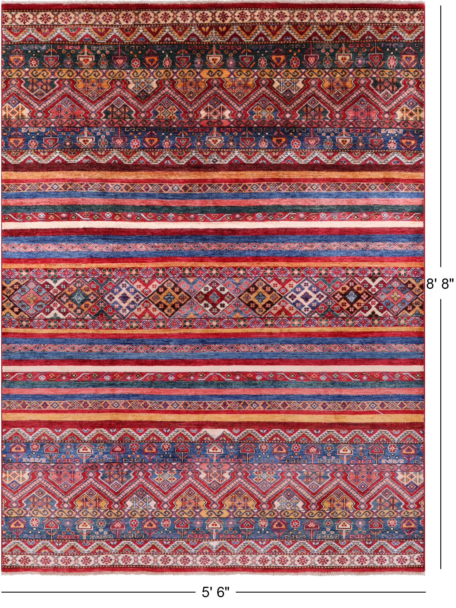Khorjin Persian Gabbeh Hand Knotted Wool Rug - 5' 6" X 8' 8" - Golden Nile