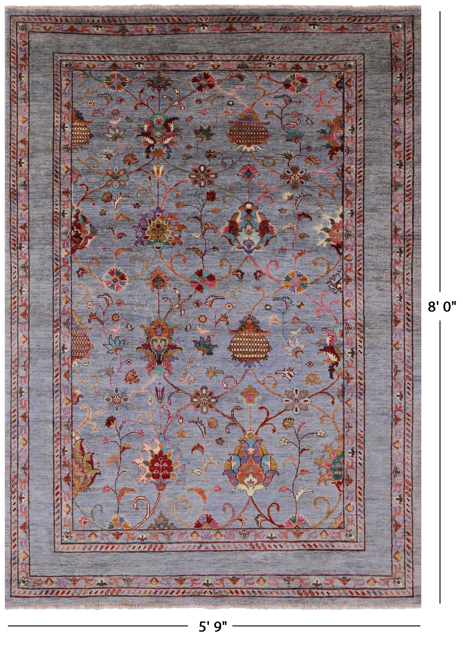 Peshawar Handmade Wool Rug - 5' 9" X 8' 0" - Golden Nile