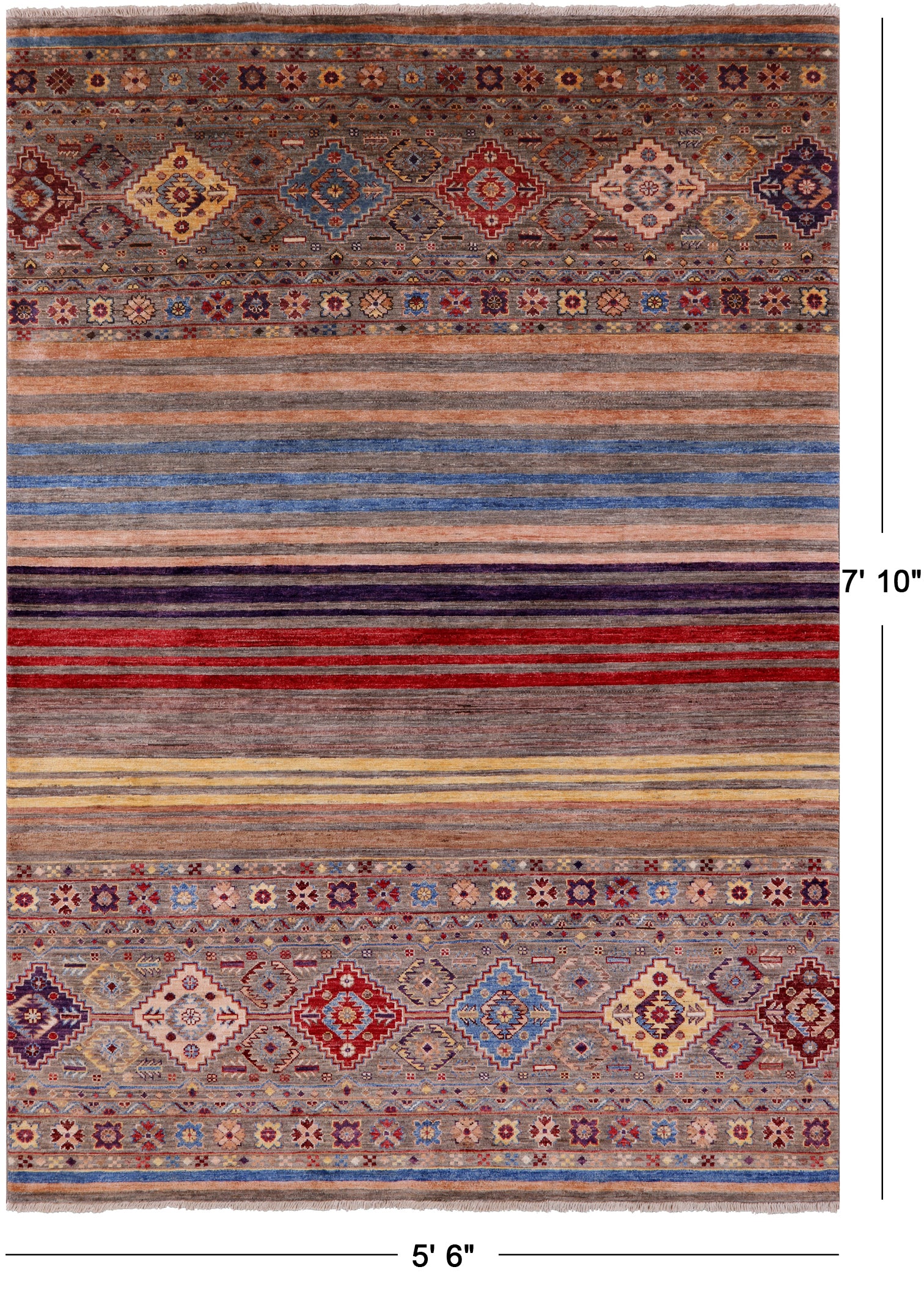 Khorjin Persian Gabbeh Handmade Wool Rug - 5' 6" X 7' 10" - Golden Nile