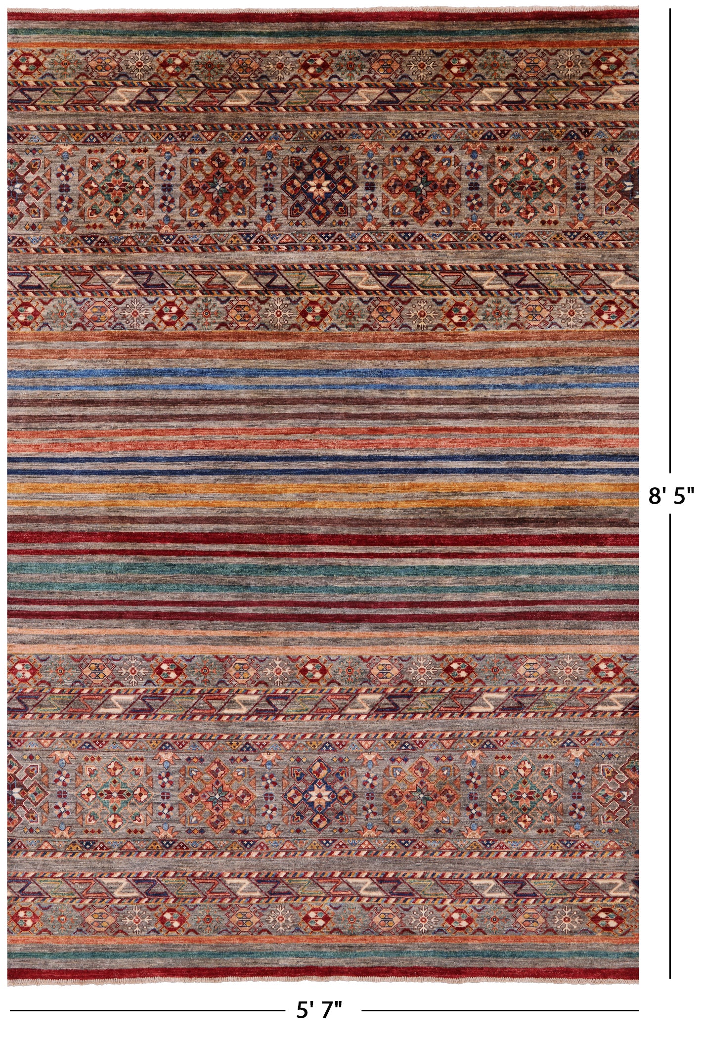 Khorjin Persian Gabbeh Handmade Wool Rug - 5' 7" X 8' 5" - Golden Nile