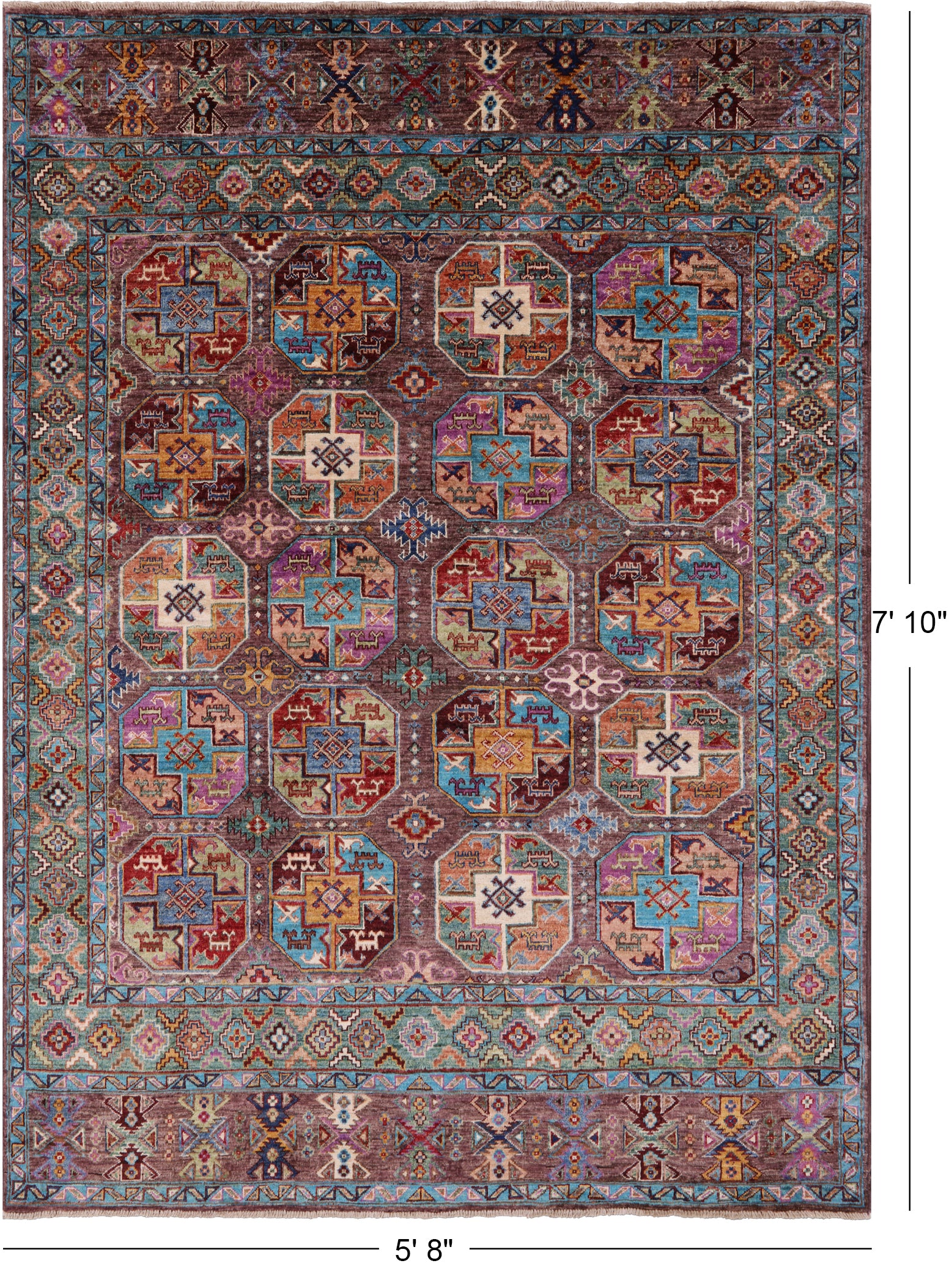 Turkmen Ersari Hand Knotted Wool Rug - 5' 8" X 7' 10" - Golden Nile