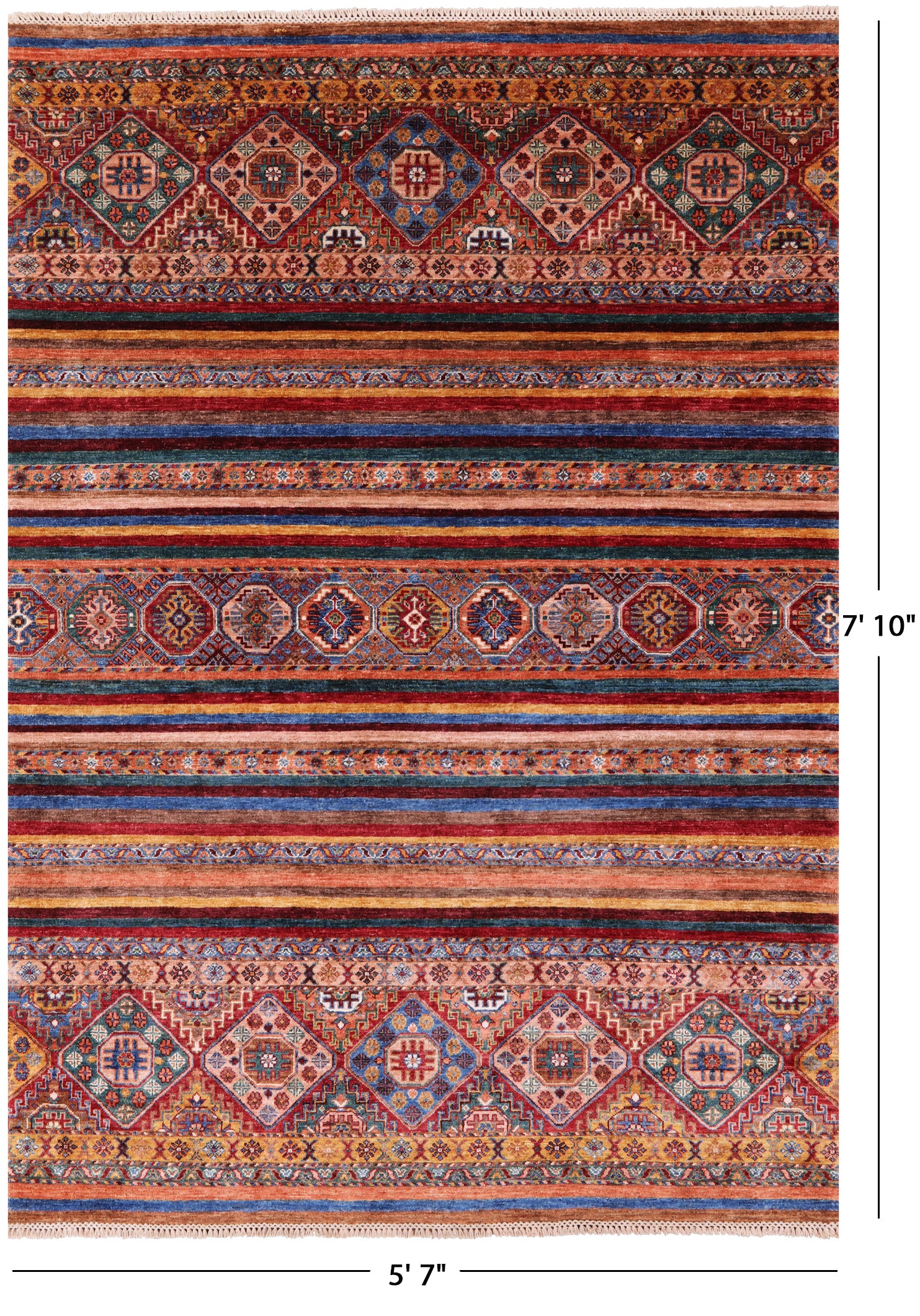 Khorjin Persian Gabbeh Handmade Wool Rug - 5' 7" X 7' 10" - Golden Nile