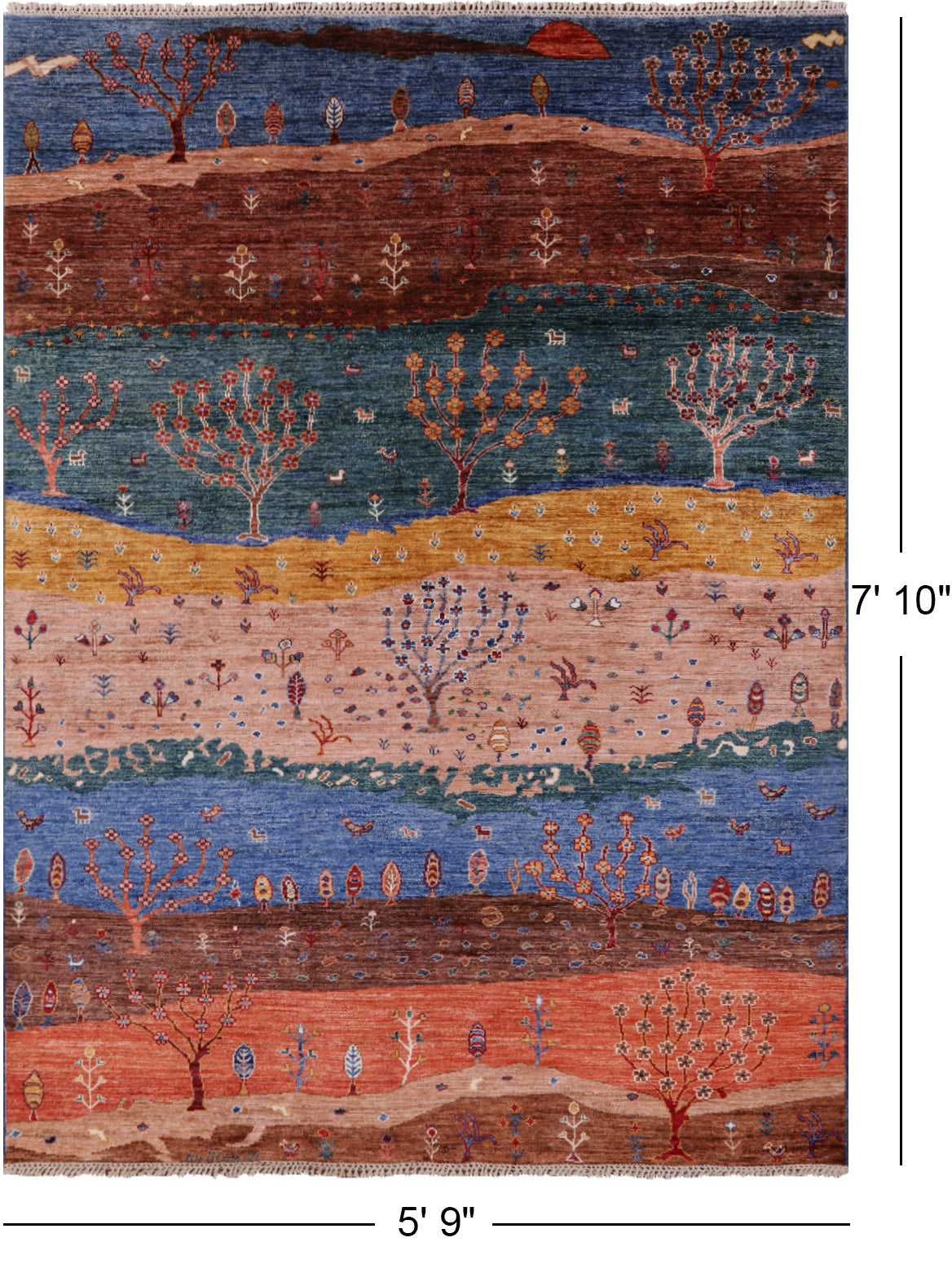 Persian Tribal Gabbeh Handmade Wool Rug - 5' 9" X 7' 10" - Golden Nile