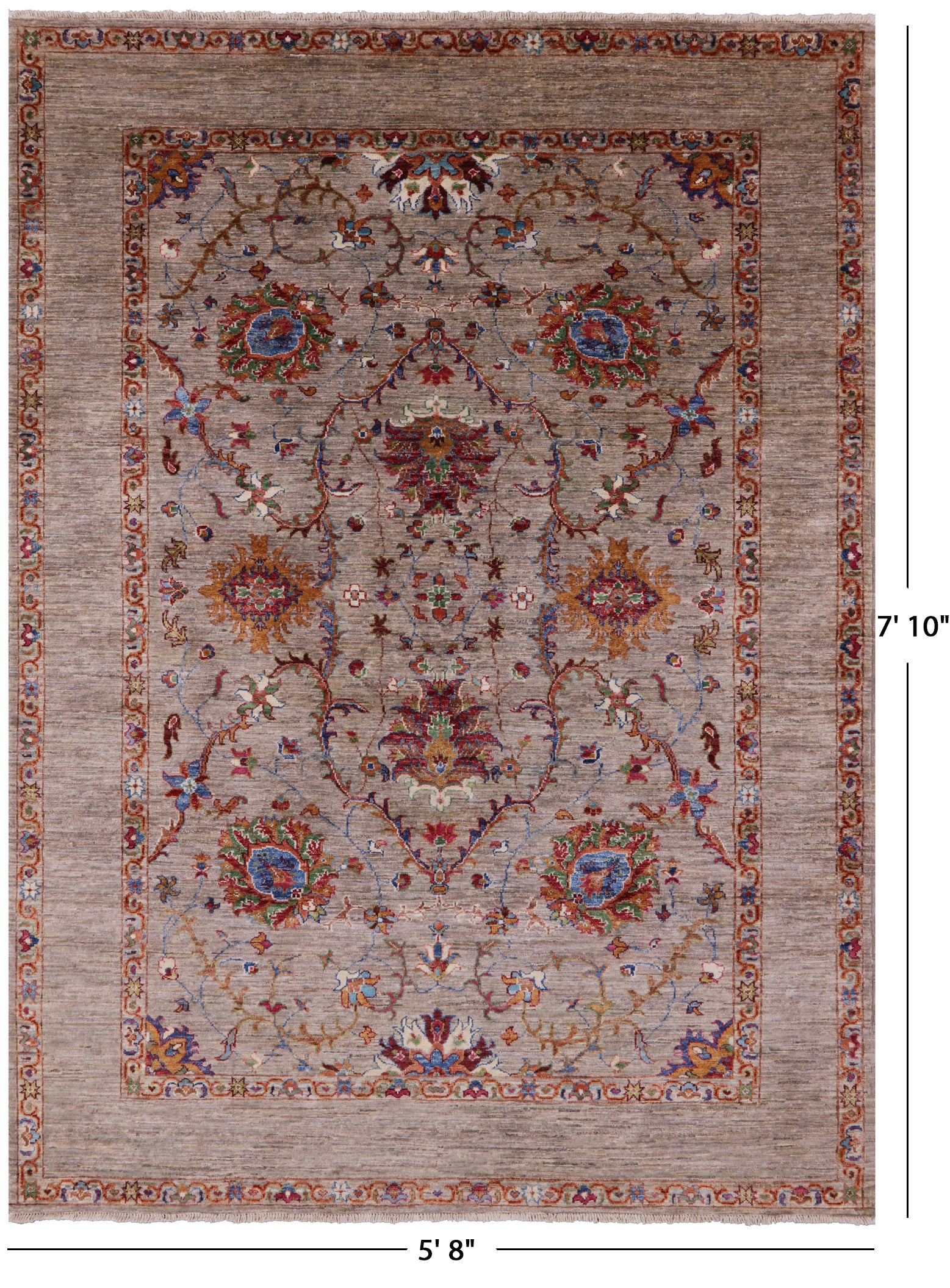 Peshawar Handmade Wool Rug - 5' 8" X 7' 10" - Golden Nile