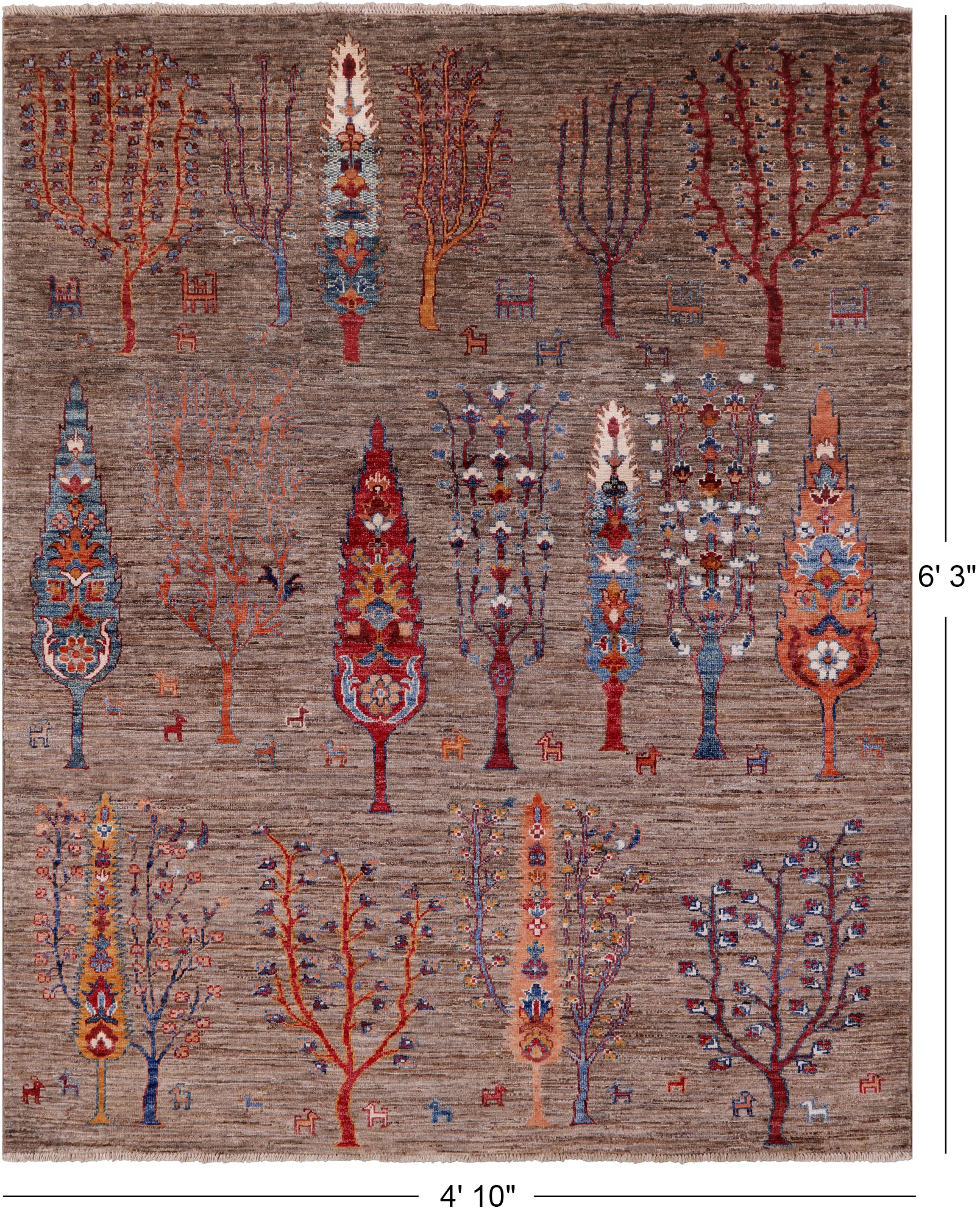 Tribal Gabbeh Handmade Wool Rug - 4' 10" X 6' 3" - Golden Nile