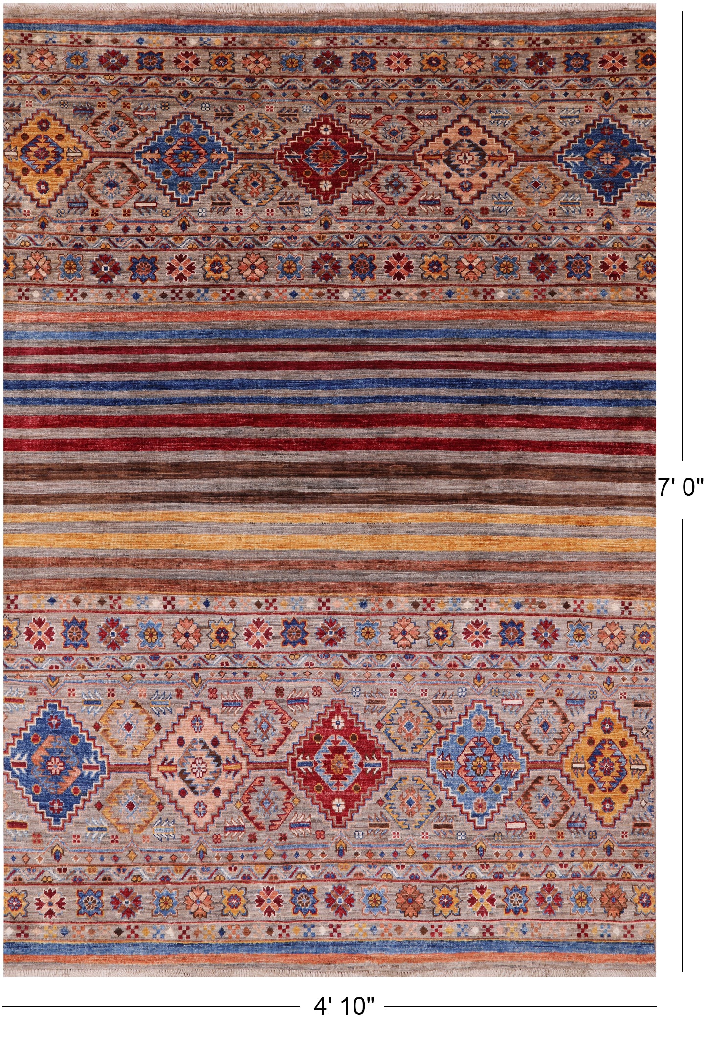 Khorjin Persian Gabbeh Hand Knotted Wool Rug - 4' 10" X 7' 0" - Golden Nile
