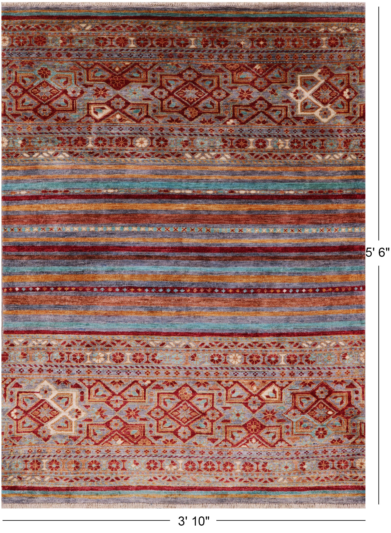 Khorjin Persian Gabbeh Hand Knotted Wool Rug - 3' 10" X 5' 6" - Golden Nile
