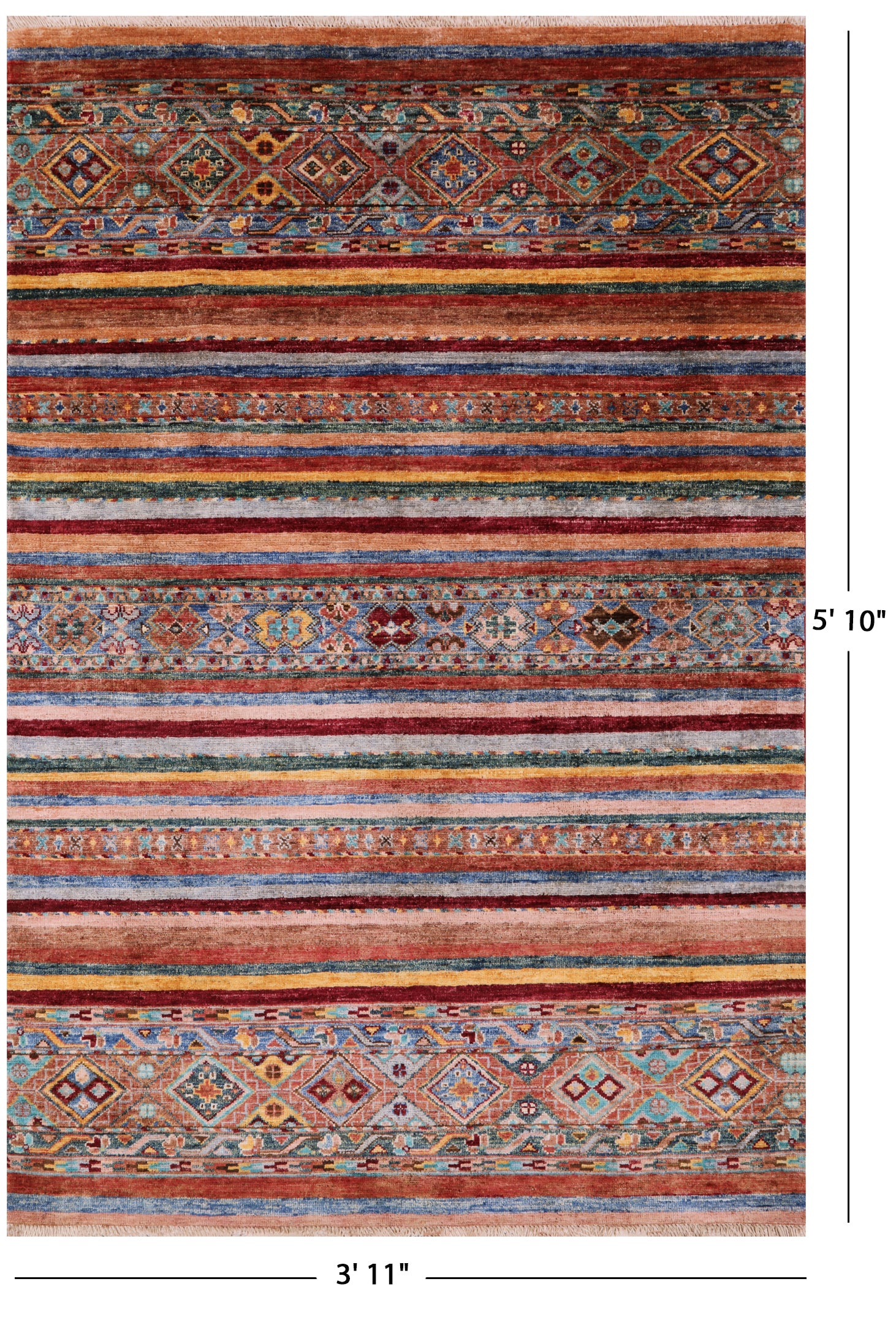 Khorjin Persian Gabbeh Handmade Wool Rug - 3' 11" X 5' 10" - Golden Nile