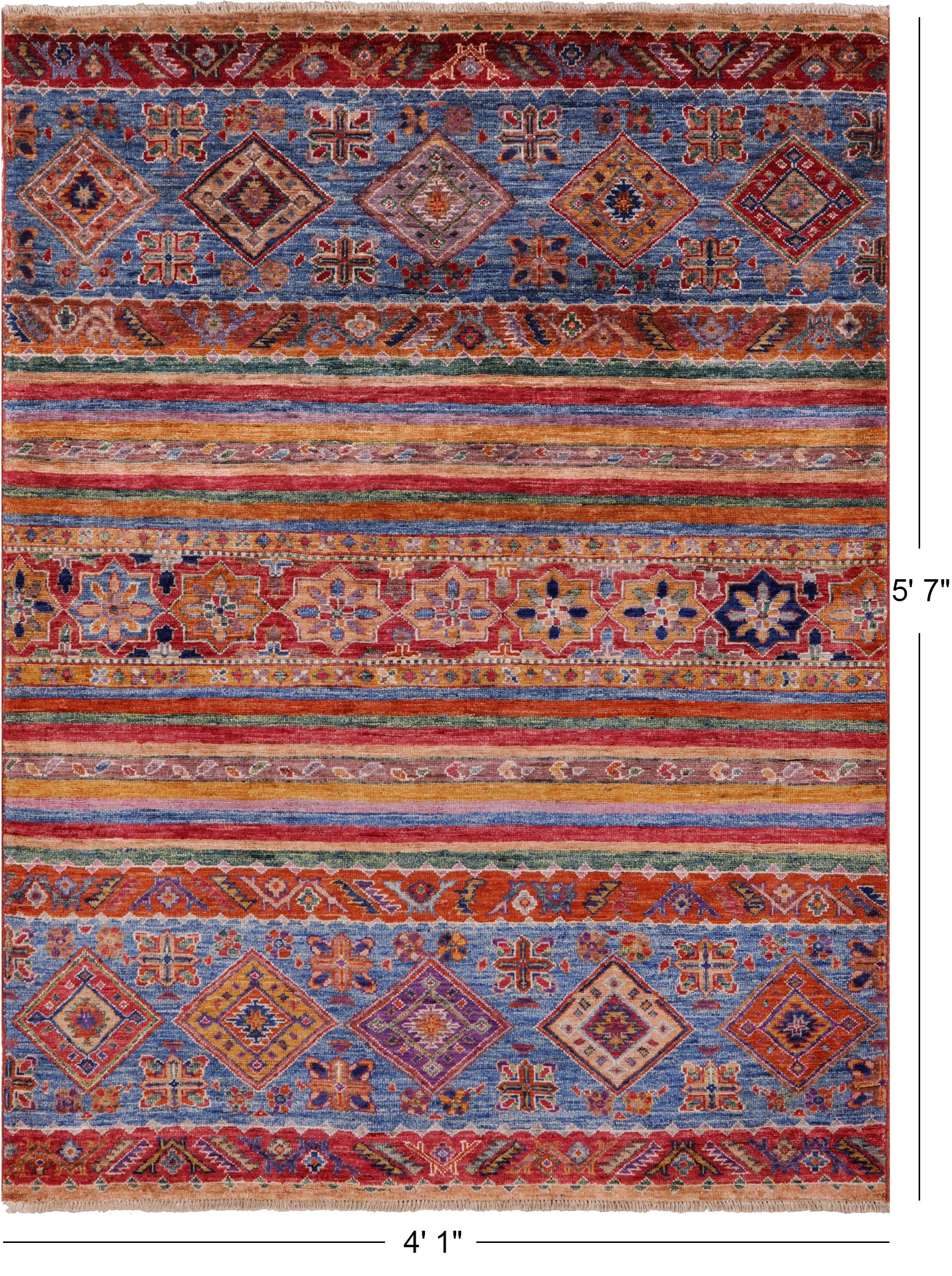 Khorjin Persian Gabbeh Handmade Wool Rug - 4' 1" X 5' 7" - Golden Nile