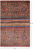Khorjin Persian Gabbeh Hand Knotted Wool Rug - 3' 3" X 4' 11" - Golden Nile