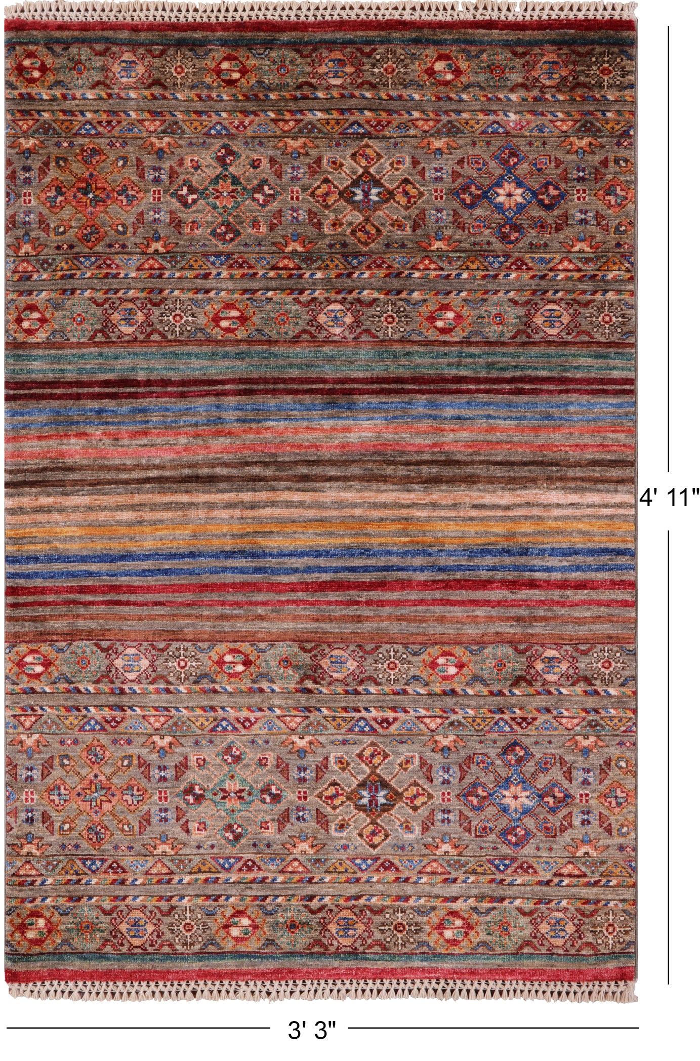 Khorjin Persian Gabbeh Hand Knotted Wool Rug - 3' 3" X 4' 11" - Golden Nile