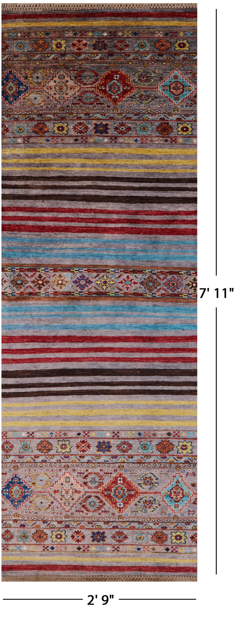 Khorjin Persian Gabbeh Handmade Wool Runner Rug - 2' 9" X 7' 11" - Golden Nile