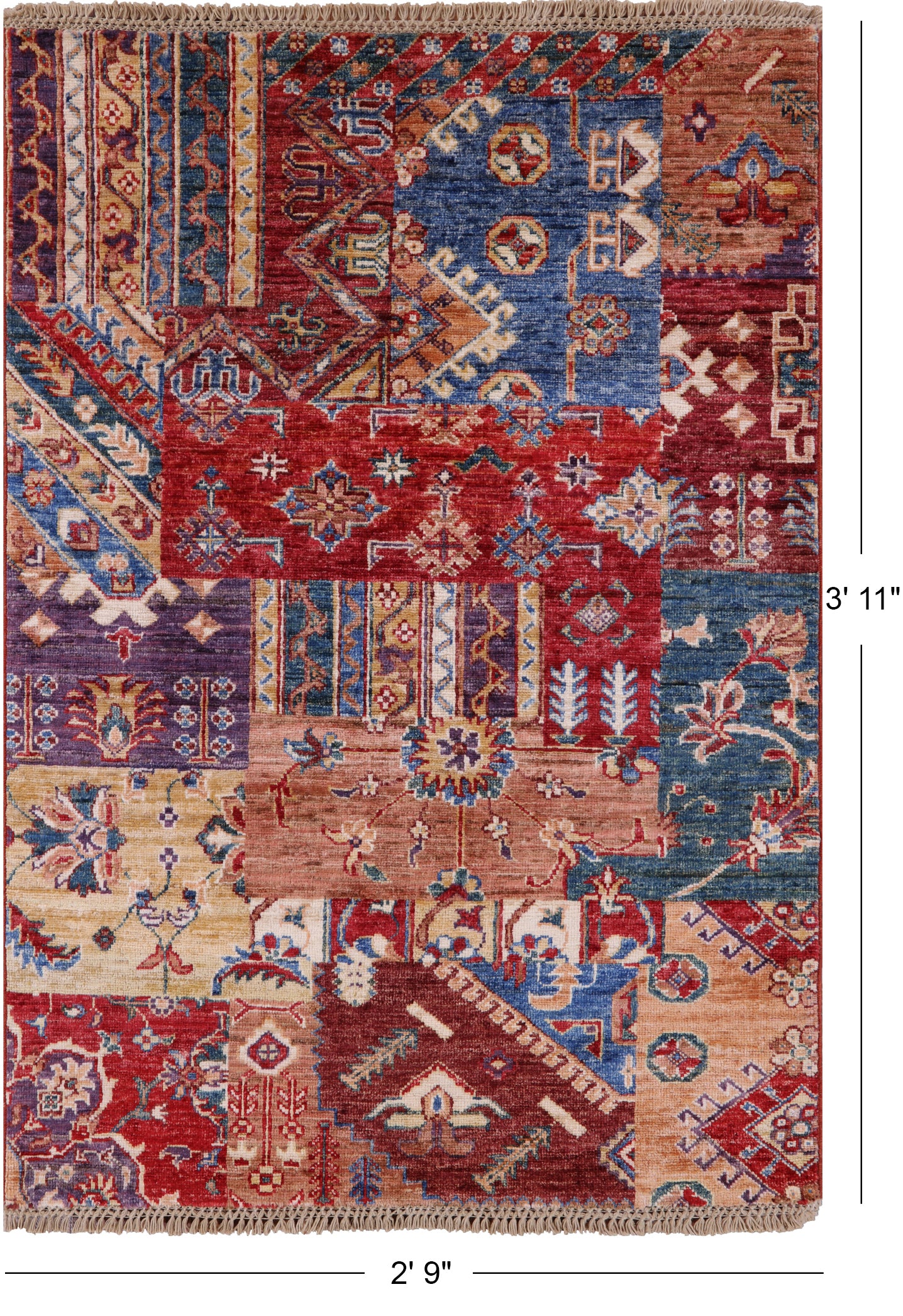 Super Kazak Hand Knotted Wool Rug - 2' 9" X 3' 11" - Golden Nile