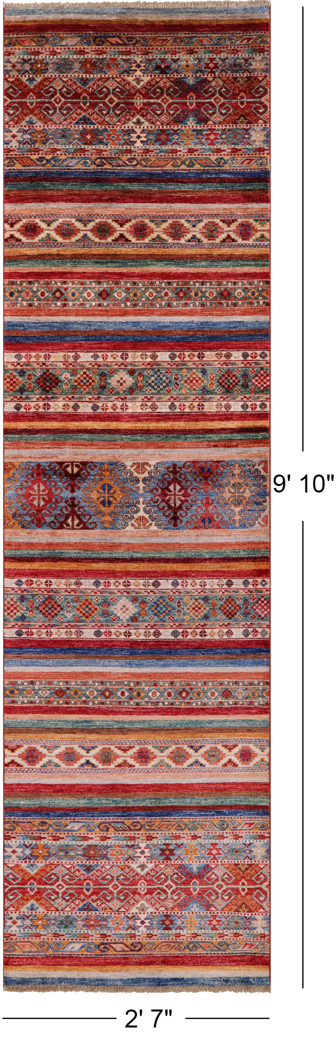 Khorjin Persian Gabbeh Hand Knotted Wool Runner Rug - 2' 7" X 9' 10" - Golden Nile