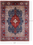 Blue Persian Tabriz Hand Knotted Wool Rug - 8' 9" X 11' 11" - Golden Nile