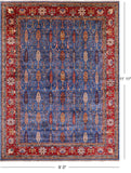 Blue Persian Fine Serapi Hand Knotted Wool Rug - 9' 0" X 11' 11" - Golden Nile