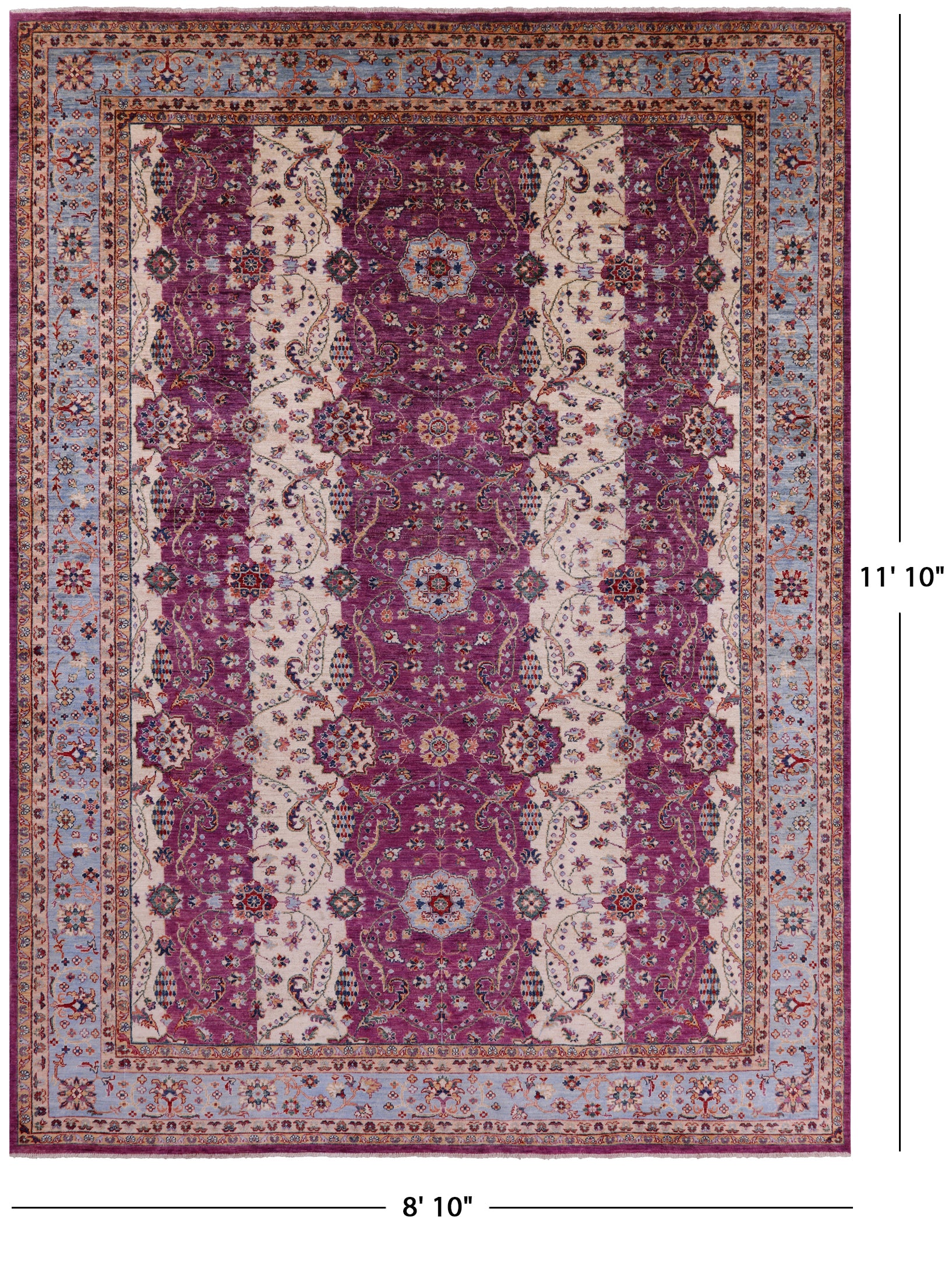 Persian Fine Serapi Hand Knotted Wool Rug - 8' 10" X 11' 10" - Golden Nile