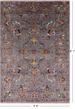 Grey Peshawar Handmade Wool Rug - 5' 8" X 8' 1" - Golden Nile