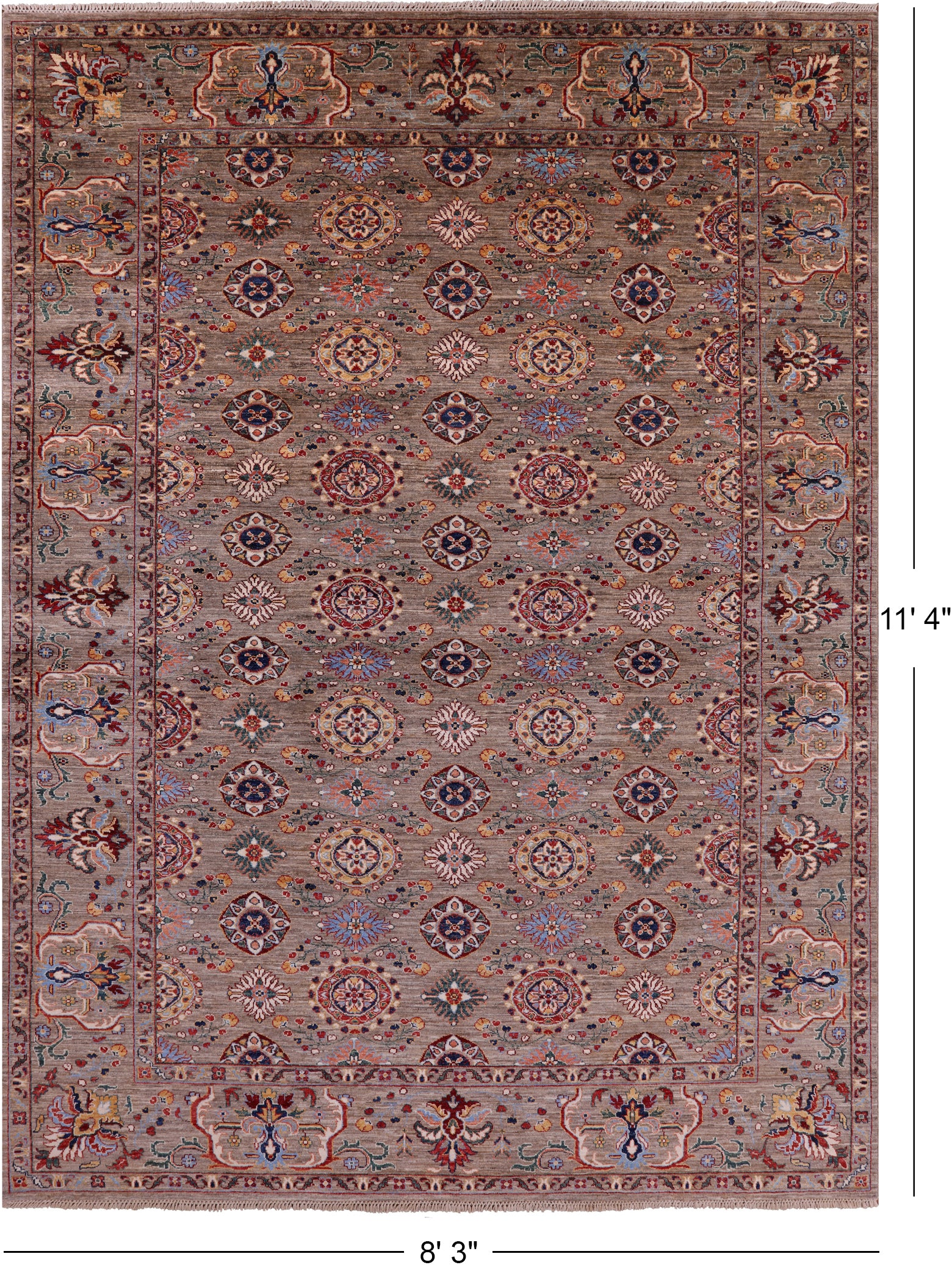 Peshawar Hand Knotted Wool Rug - 8' 3" X 11' 4" - Golden Nile