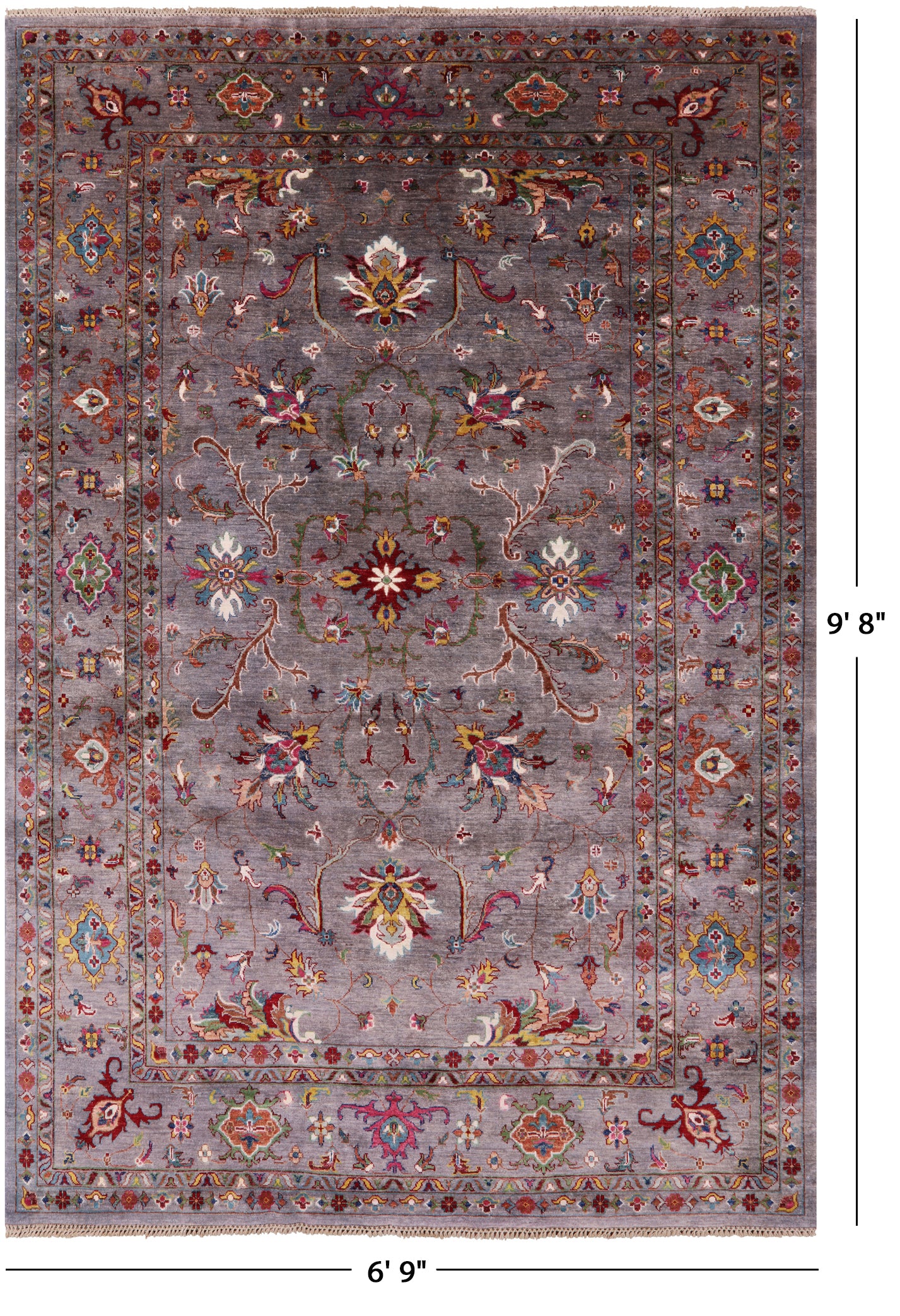 Peshawar Hand Knotted Wool Rug - 6' 9" X 9' 8" - Golden Nile