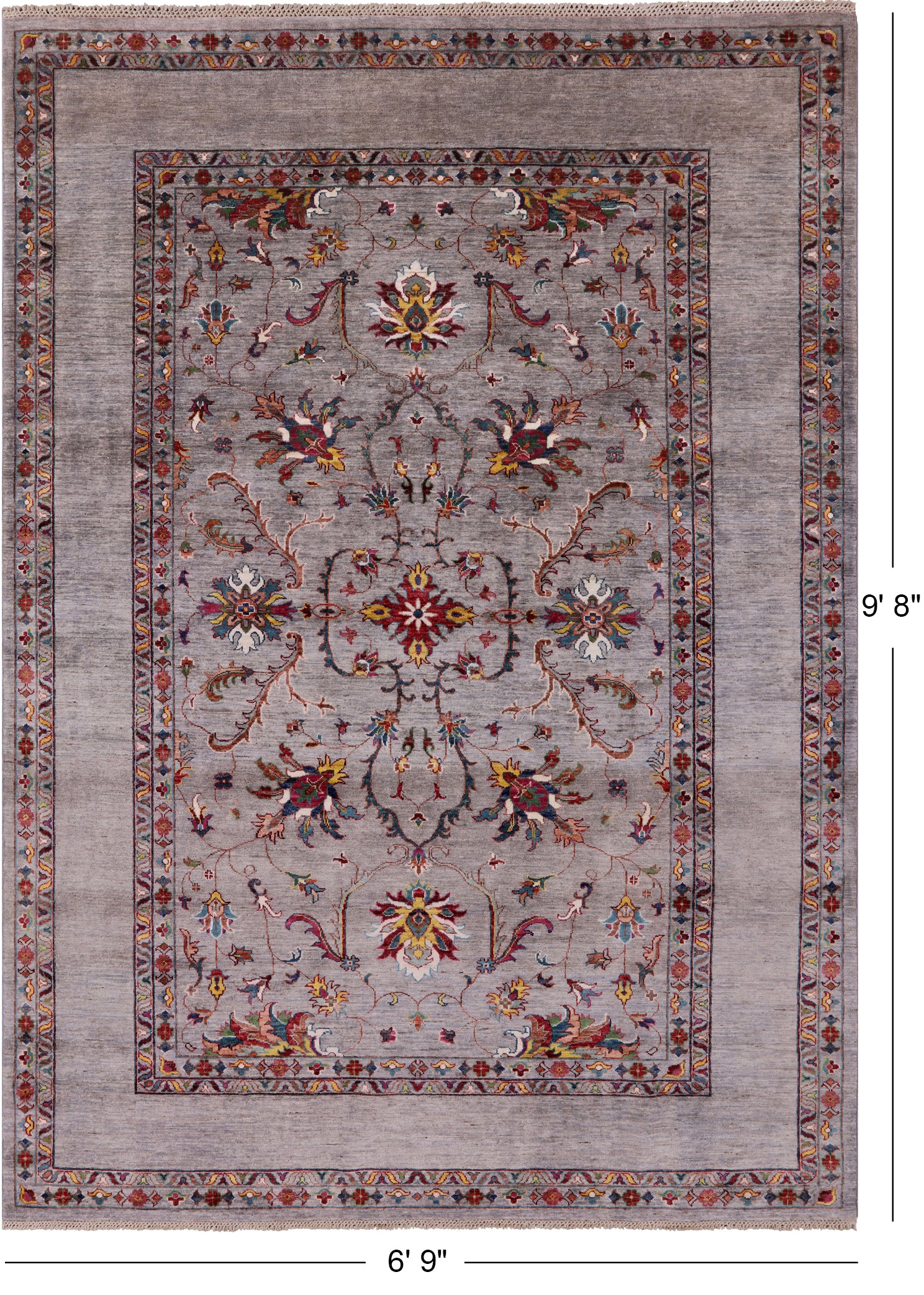 Peshawar Hand Knotted Wool Rug - 6' 9" X 9' 8" - Golden Nile