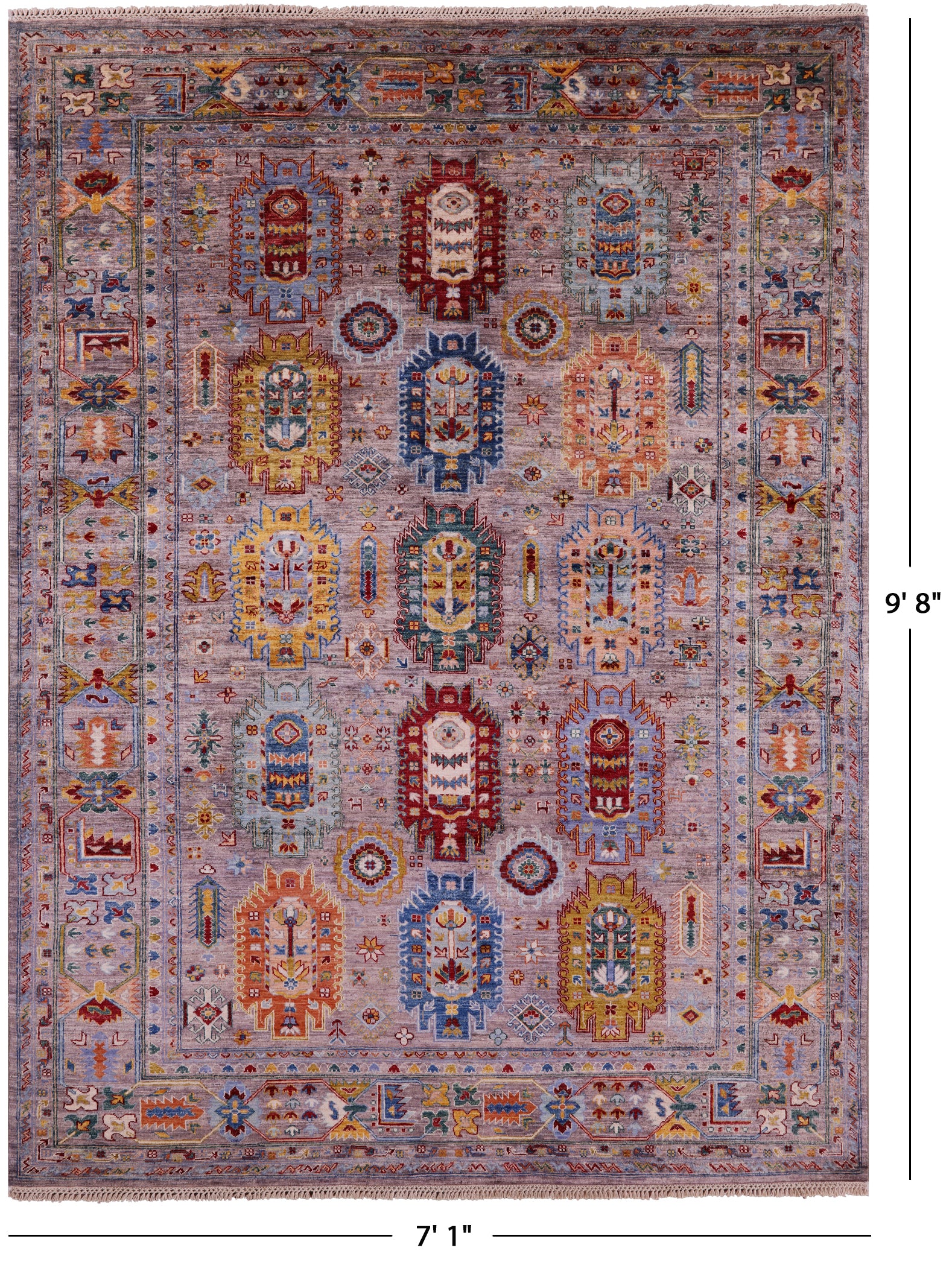 Persian Fine Serapi Hand Knotted Wool Rug - 7' 1" X 9' 8" - Golden Nile
