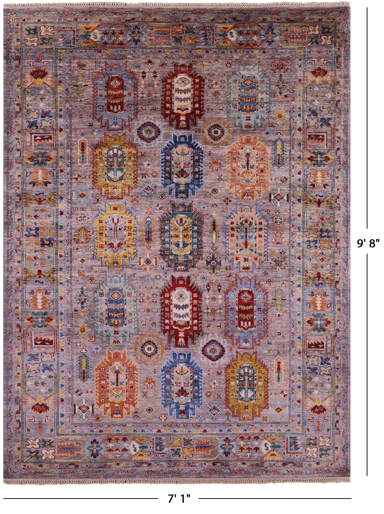 Persian Fine Serapi Hand Knotted Wool Rug - 7' 1" X 9' 8" - Golden Nile