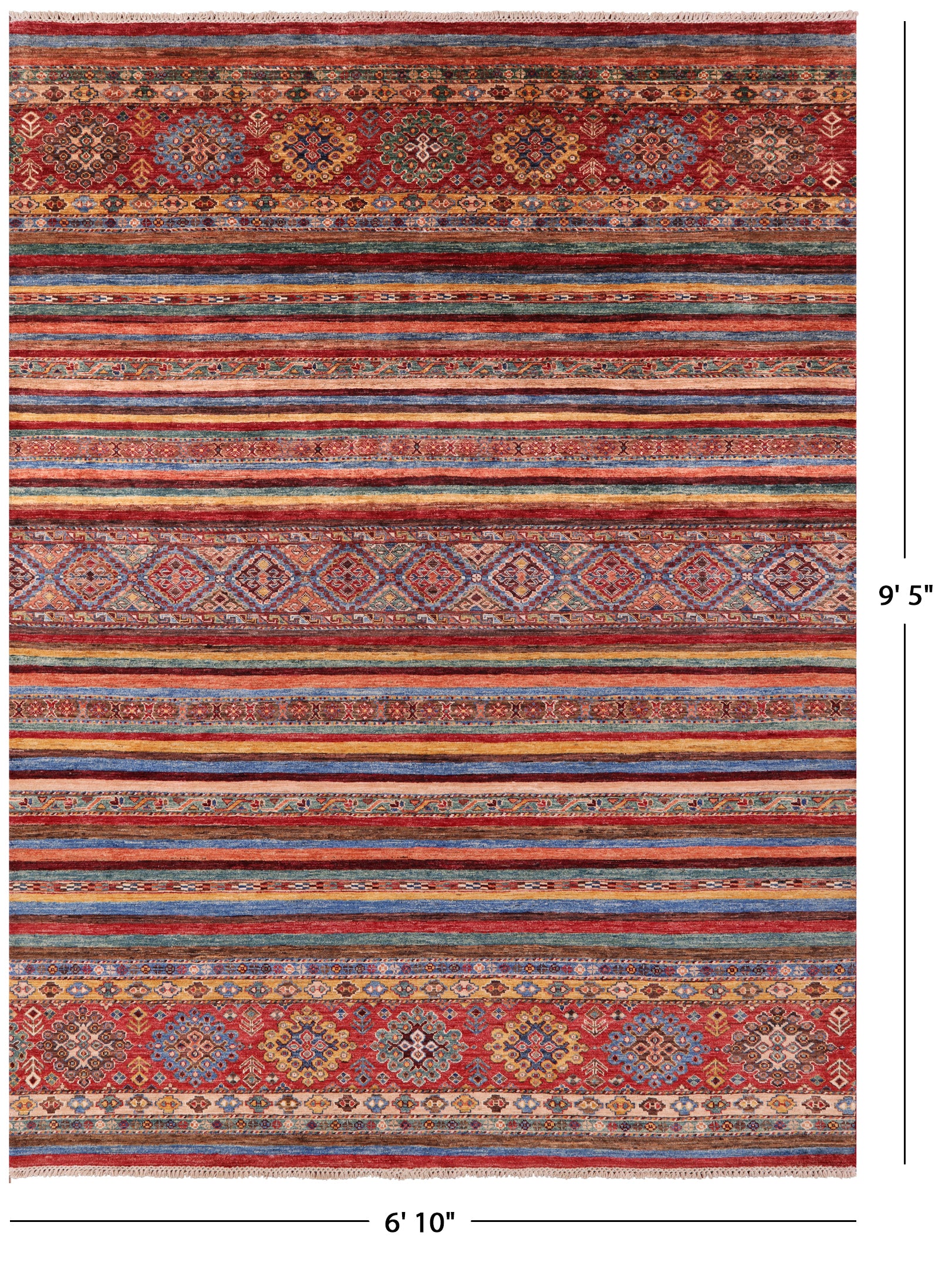 Khorjin Persian Gabbeh Handmade Wool Rug - 6' 10" X 9' 5" - Golden Nile