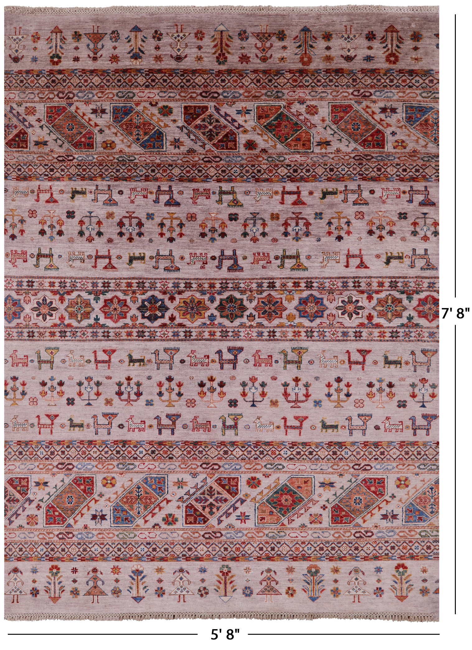 Persian Tribal Gabbeh Handmade Wool Rug - 5' 8" X 7' 8" - Golden Nile