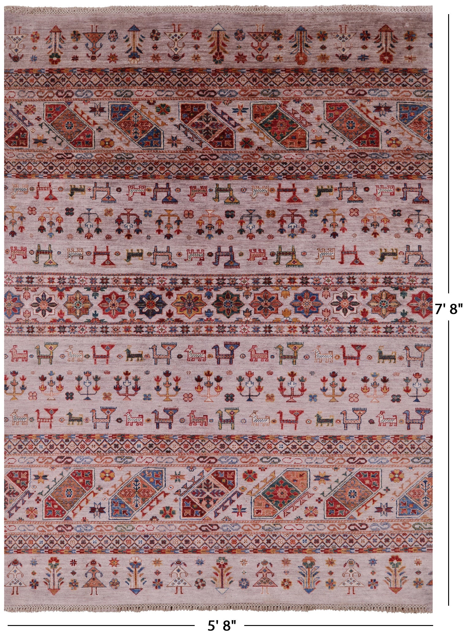 Persian Tribal Gabbeh Handmade Wool Rug - 5' 8" X 7' 8" - Golden Nile