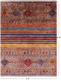 Khorjin Persian Gabbeh Handmade Wool Rug - 5' 0" X 6' 8" - Golden Nile