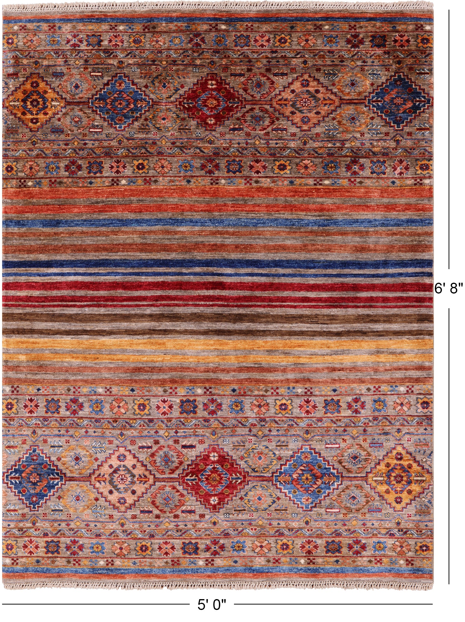 Khorjin Persian Gabbeh Handmade Wool Rug - 5' 0" X 6' 8" - Golden Nile