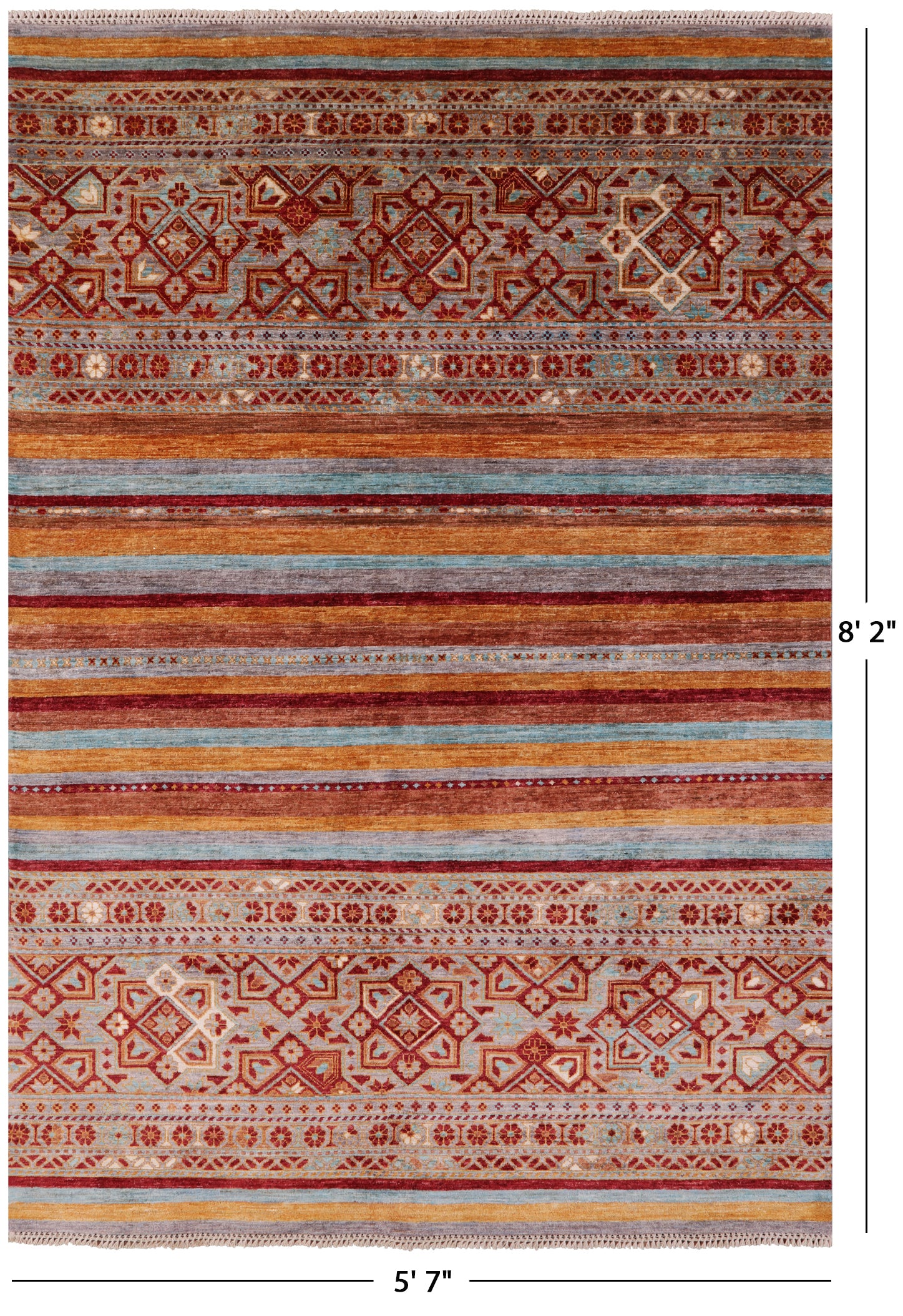 Khorjin Persian Gabbeh Hand Knotted Wool Rug - 5' 7" X 8' 2" - Golden Nile