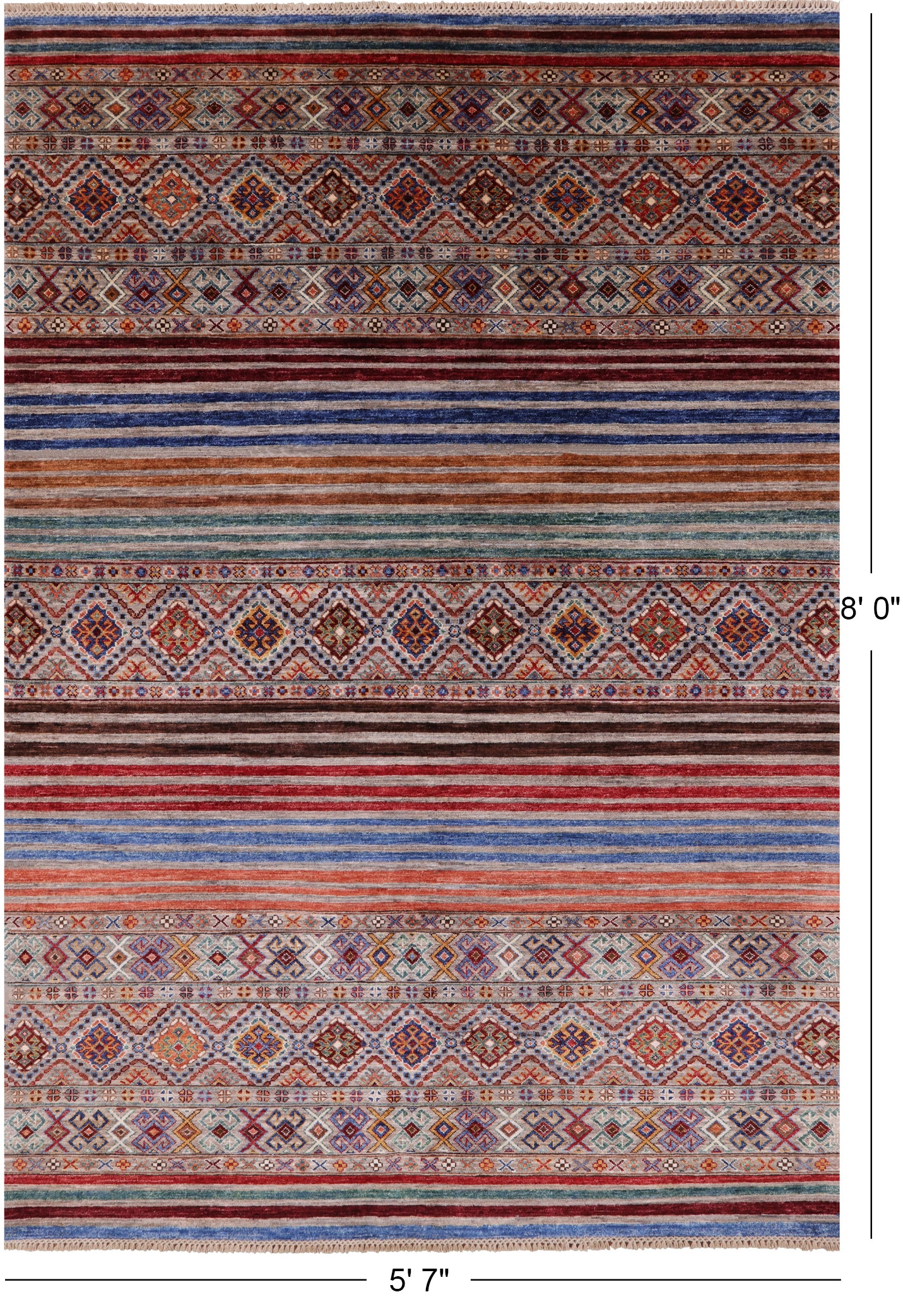 Khorjin Persian Gabbeh Hand Knotted Wool Rug - 5' 7" X 8' 0" - Golden Nile