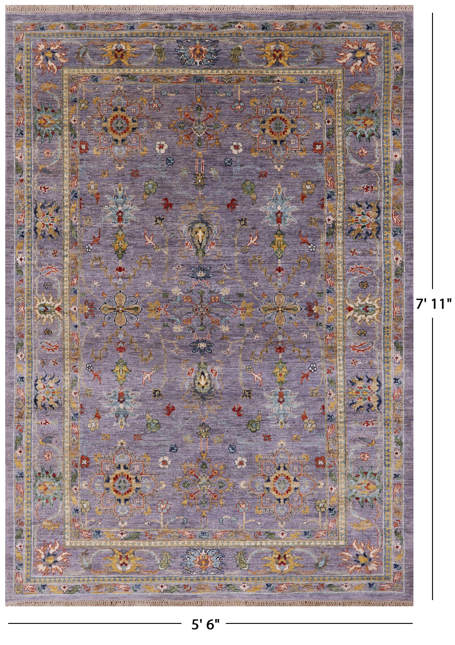 Peshawar Handmade Wool Rug - 5' 6" X 7' 11" - Golden Nile